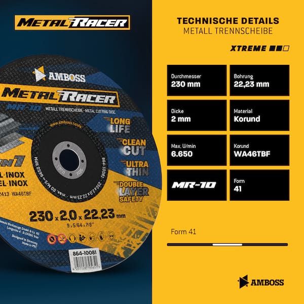 50x Amboss Metal Racer Trennscheibe | Ø230 mm - 2 mm -  22.23 mm | 50x Amboss Metal Racer Trennscheibe | Ø230 mm - 2 mm -  22.23 mm |