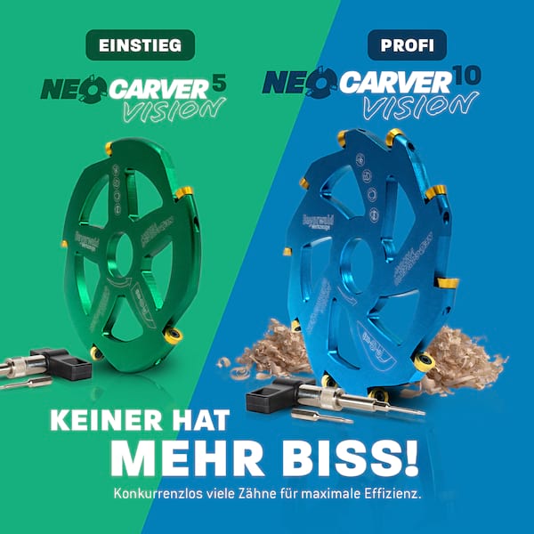 Bayerwald NeoCarver 10 Vision V2 - Hartmetall Frässcheibe für Holz - Holzschnitzfräser aus Aluminium für Winkelschleifer zum Trennen, Schleifen, Schruppen uvm. - Ø 115mm x 22,2 mm / 10 Zähne Bayerwald NeoCarver 10 Vision V2 - Hartmetall Frässcheibe für Holz - Holzschnitzfräser aus Aluminium für Winkelschleifer zum Trennen, Schleifen, Schruppen uvm. - Ø 115mm x 22,2 mm / 10 Zähne