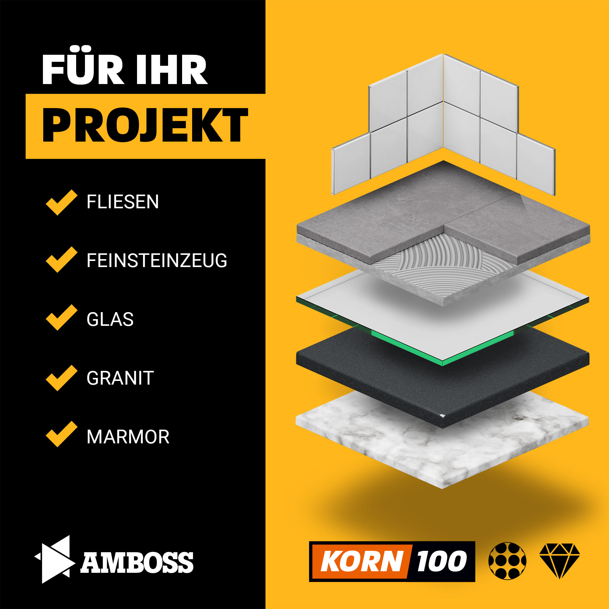 Amboss Diamant Schleifpad Korn: 100 Amboss Diamant Schleifpad Korn: 100