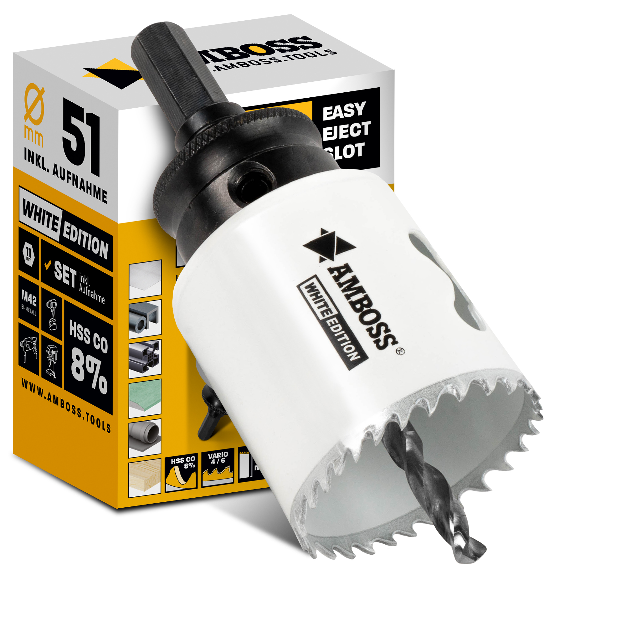 AMBOSS M42 Bimetall Lochsäge 51mm + Aufnahme AMBOSS M42 Bimetall Lochsäge 51mm + Aufnahme