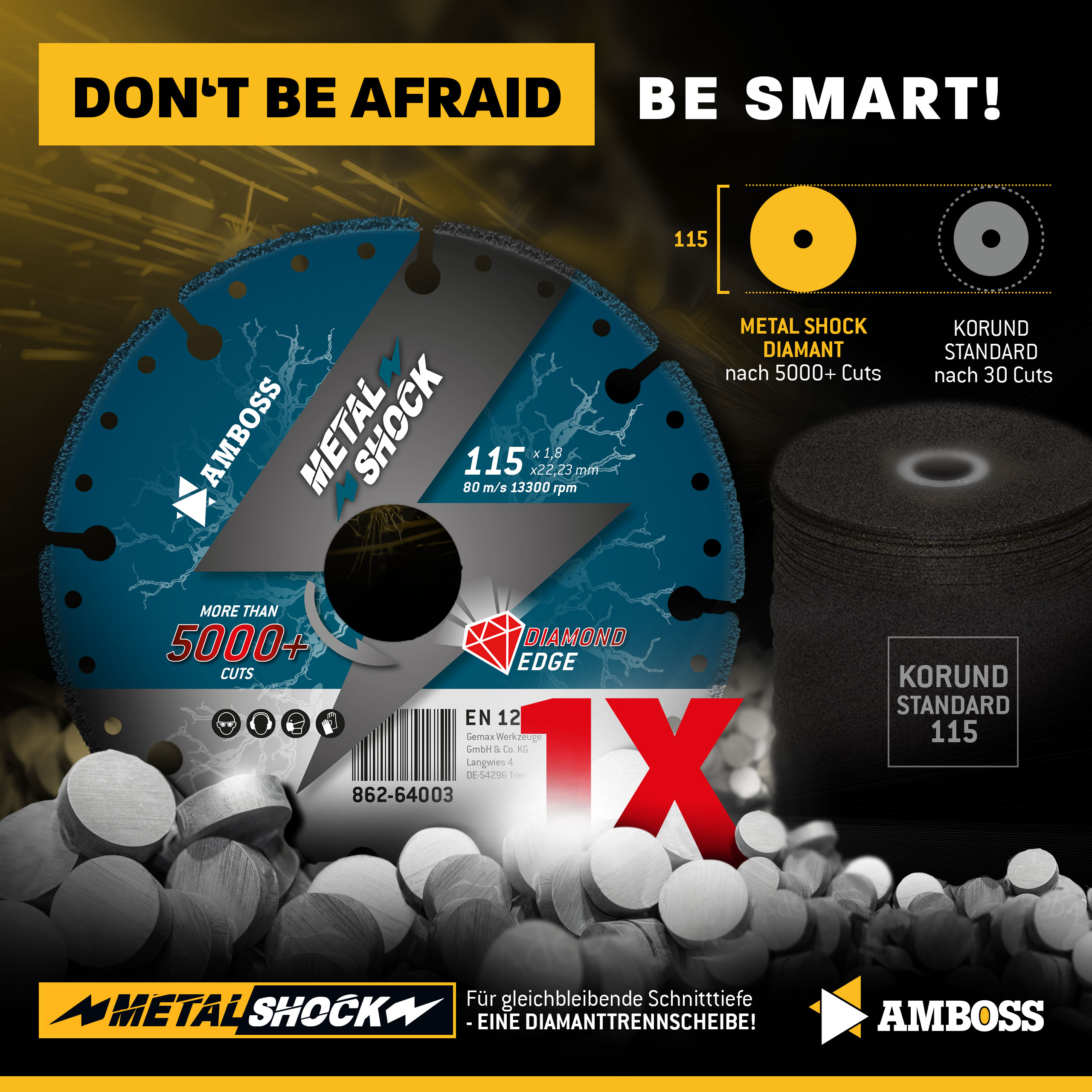 Amboss Metal Shock 5000+ - Diamant Trennscheibe 115 x 1,8 x 22,23 mm