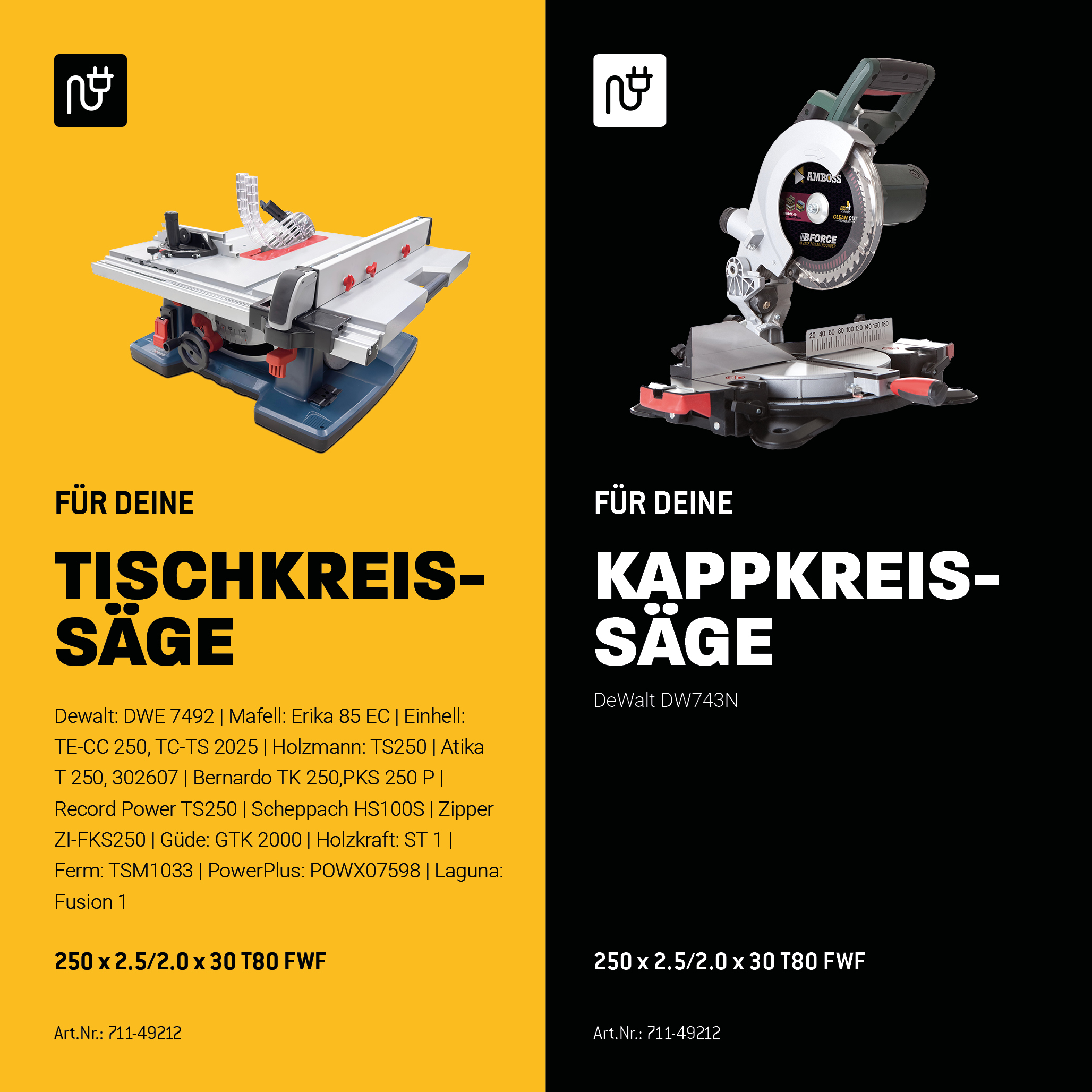 HM Kreissägeblatt - 250 x 2.5/2.0 x 30 Z80 FWF HM Kreissägeblatt - 250 x 2.5/2.0 x 30 Z80 FWF