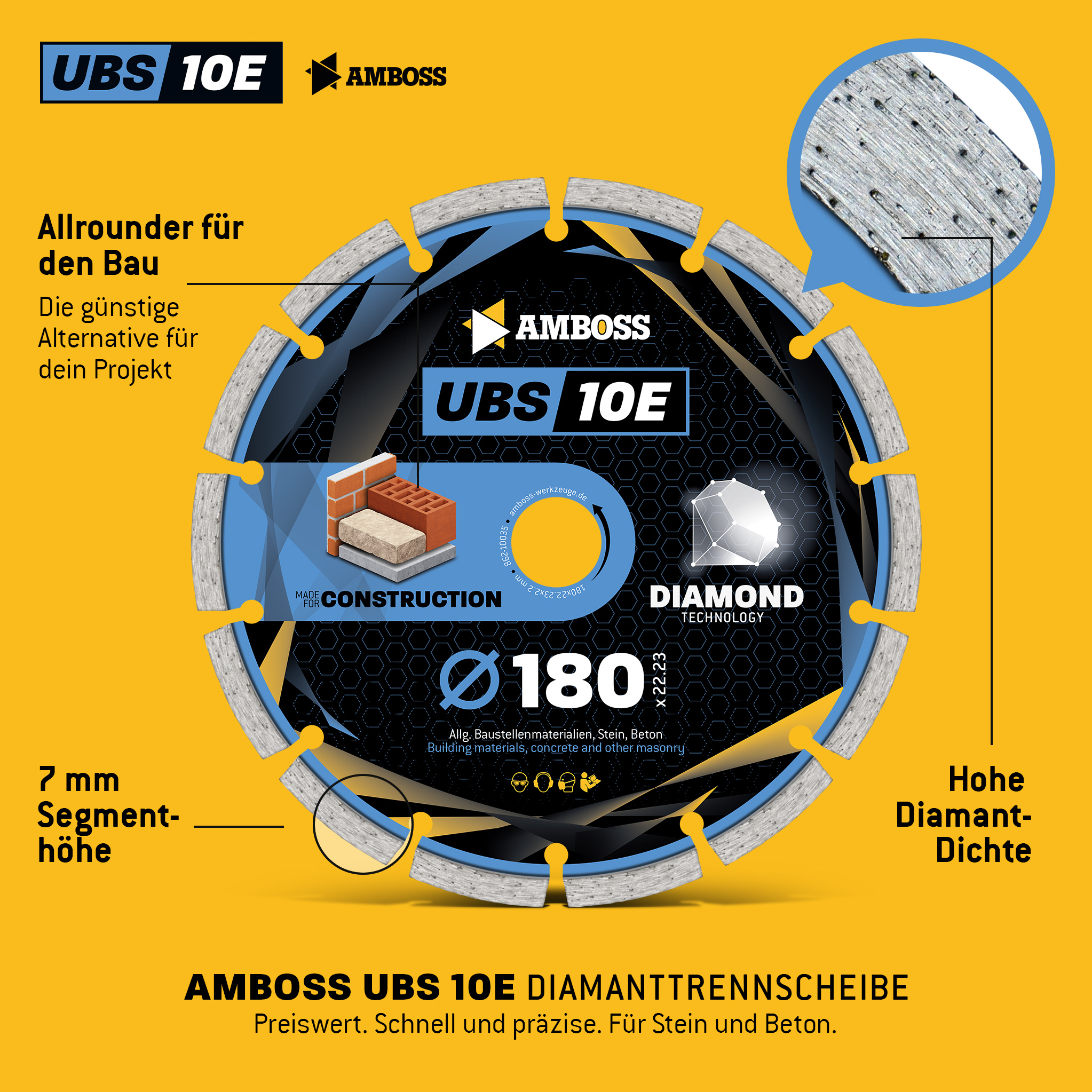 Amboss UBS 10E Diamant Trennscheibe - 180 x 2.2 x 22.2 Amboss UBS 10E Diamant Trennscheibe - 180 x 2.2 x 22.2