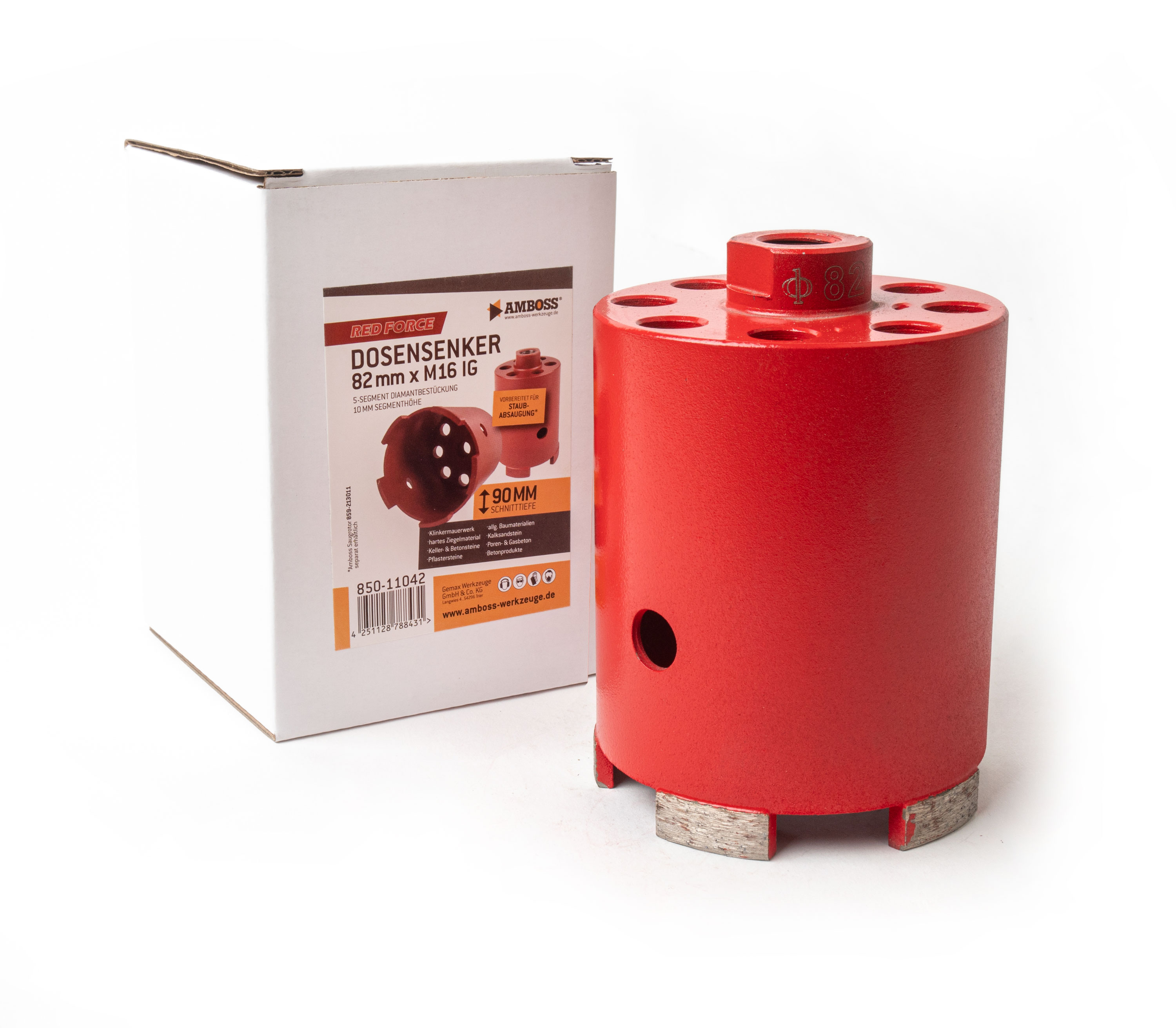 Amboss Dosensenker Ø 82 mm (für Absaugung) - M16-Aufnahme (Schnitttiefe 90 mm) Amboss Dosensenker Ø 82 mm (für Absaugung) - M16-Aufnahme (Schnitttiefe 90 mm)