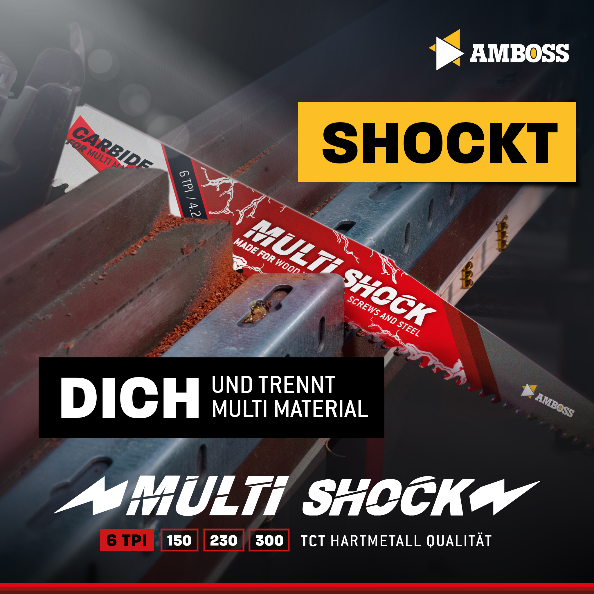 1x Amboss Multi Shock Säbelsägeblatt Länge 230 mm 6 ZpZ