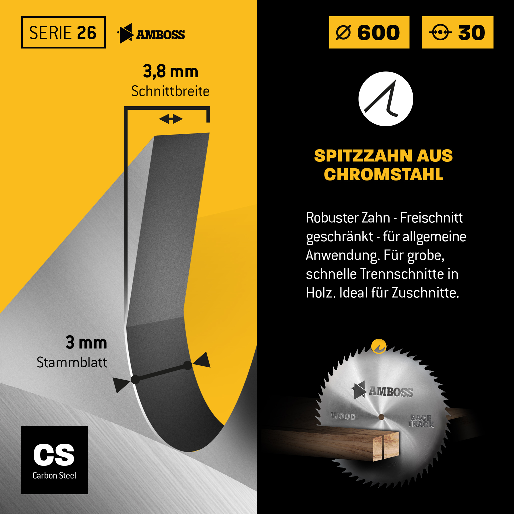 CS Kreissägeblatt - 600 x 2.8 x 30 Z56 NV-A CS Kreissägeblatt - 600 x 2.8 x 30 Z56 NV-A