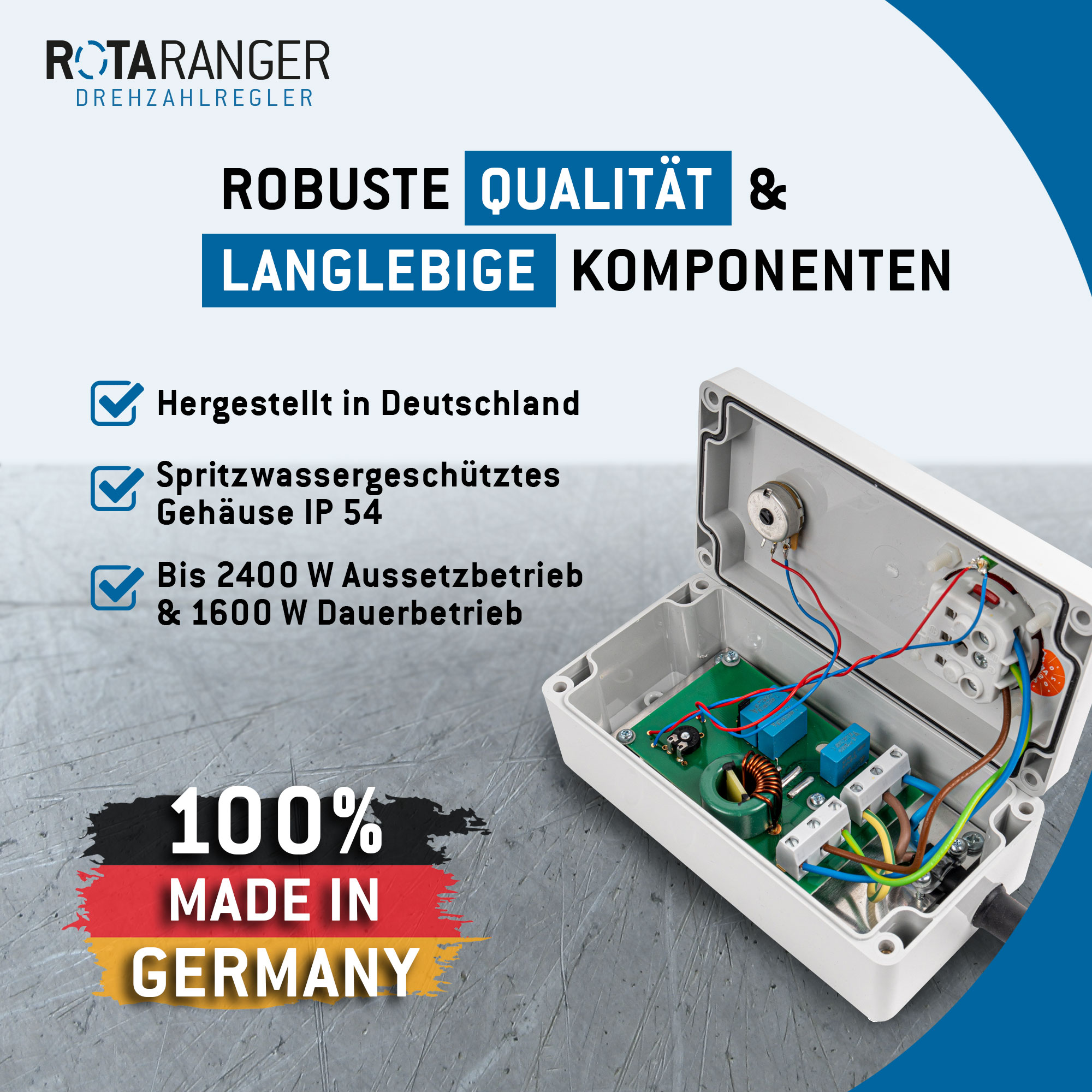 Elektronischer Drehzahlregler - 230 V bis 2400 W - Bayerwald Rotaranger Elektronischer Drehzahlregler - 230 V bis 2400 W - Bayerwald Rotaranger