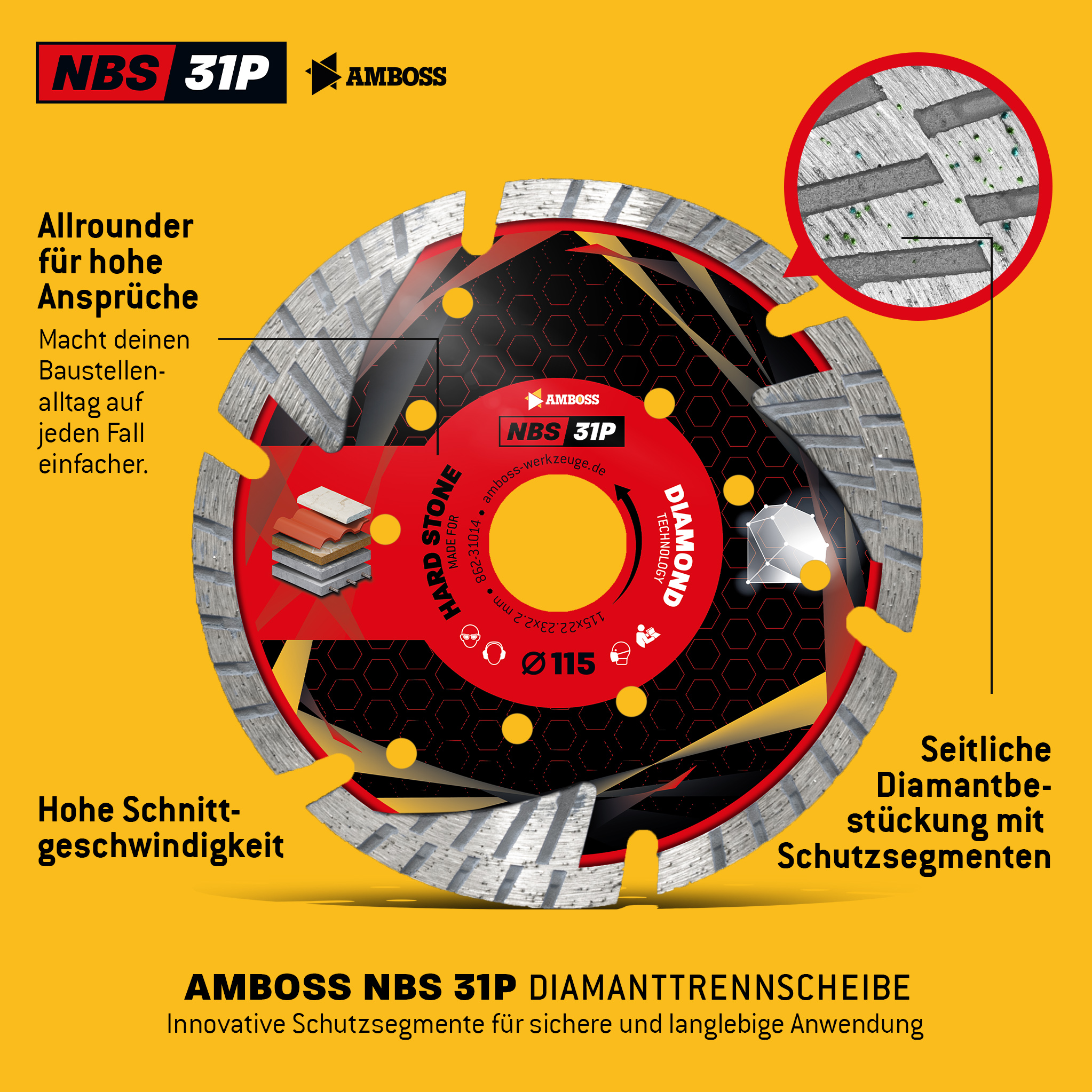 Amboss NBS 31P Diamant Trennscheibe - 115 x 2.2 x 22.2 Amboss NBS 31P Diamant Trennscheibe - 115 x 2.2 x 22.2