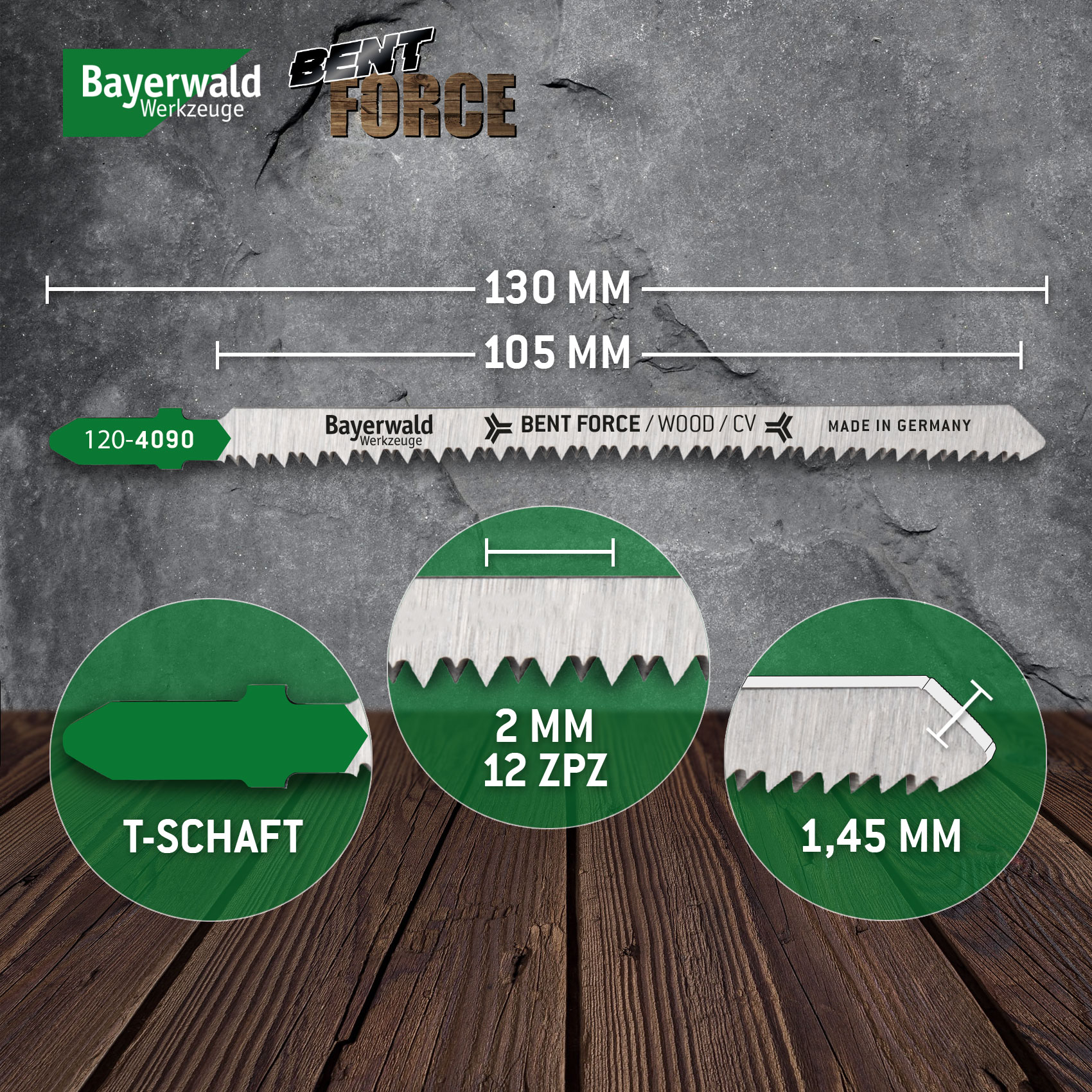2x Bayerwald Bent Force Stichsägeblätter 130/105mm 2x Bayerwald Bent Force Stichsägeblätter 130/105mm