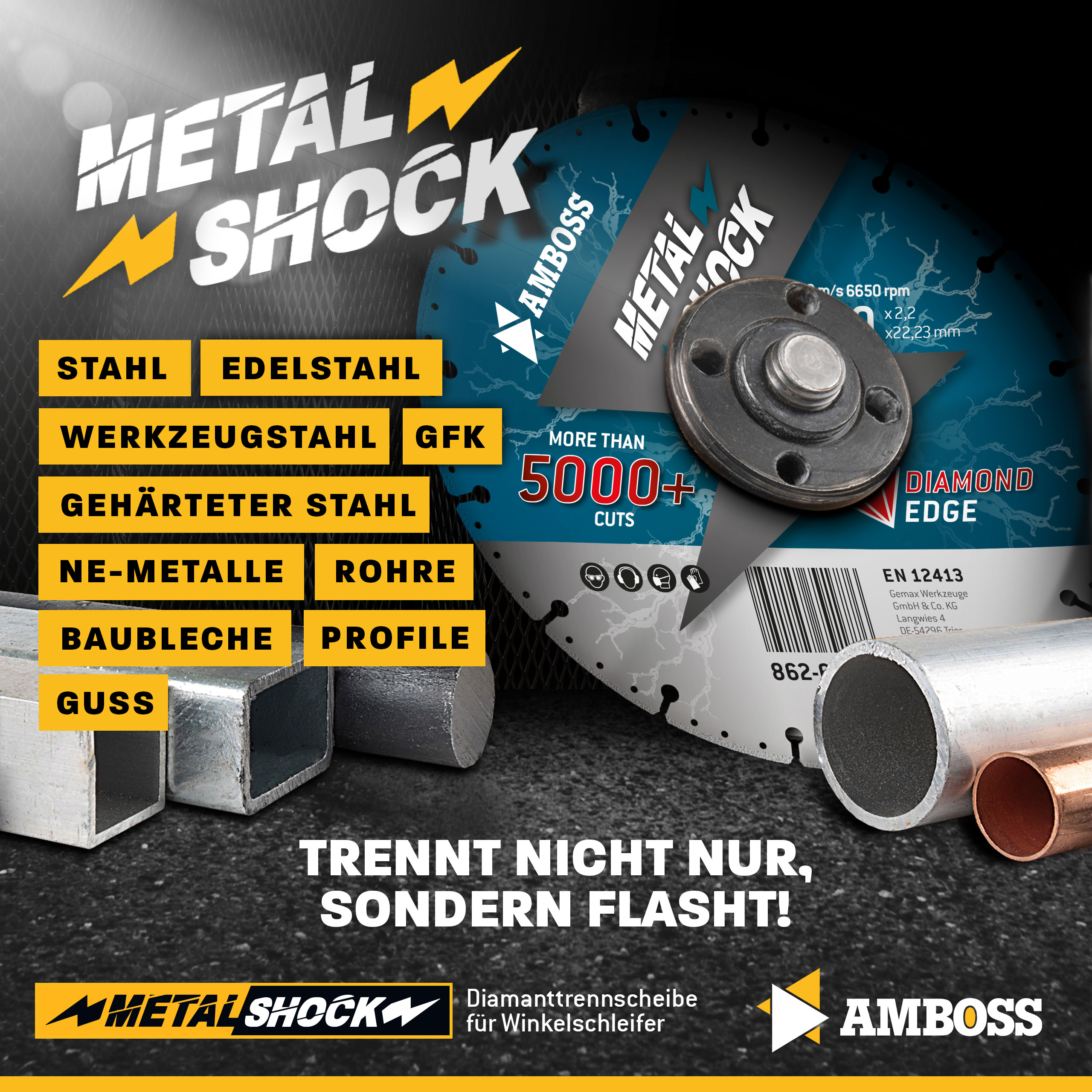 Amboss Metal Shock 5000+ - Diamant Trennscheibe 230 x 2,2 x 22,23 mm Amboss Metal Shock 5000+ - Diamant Trennscheibe 230 x 2,2 x 22,23 mm