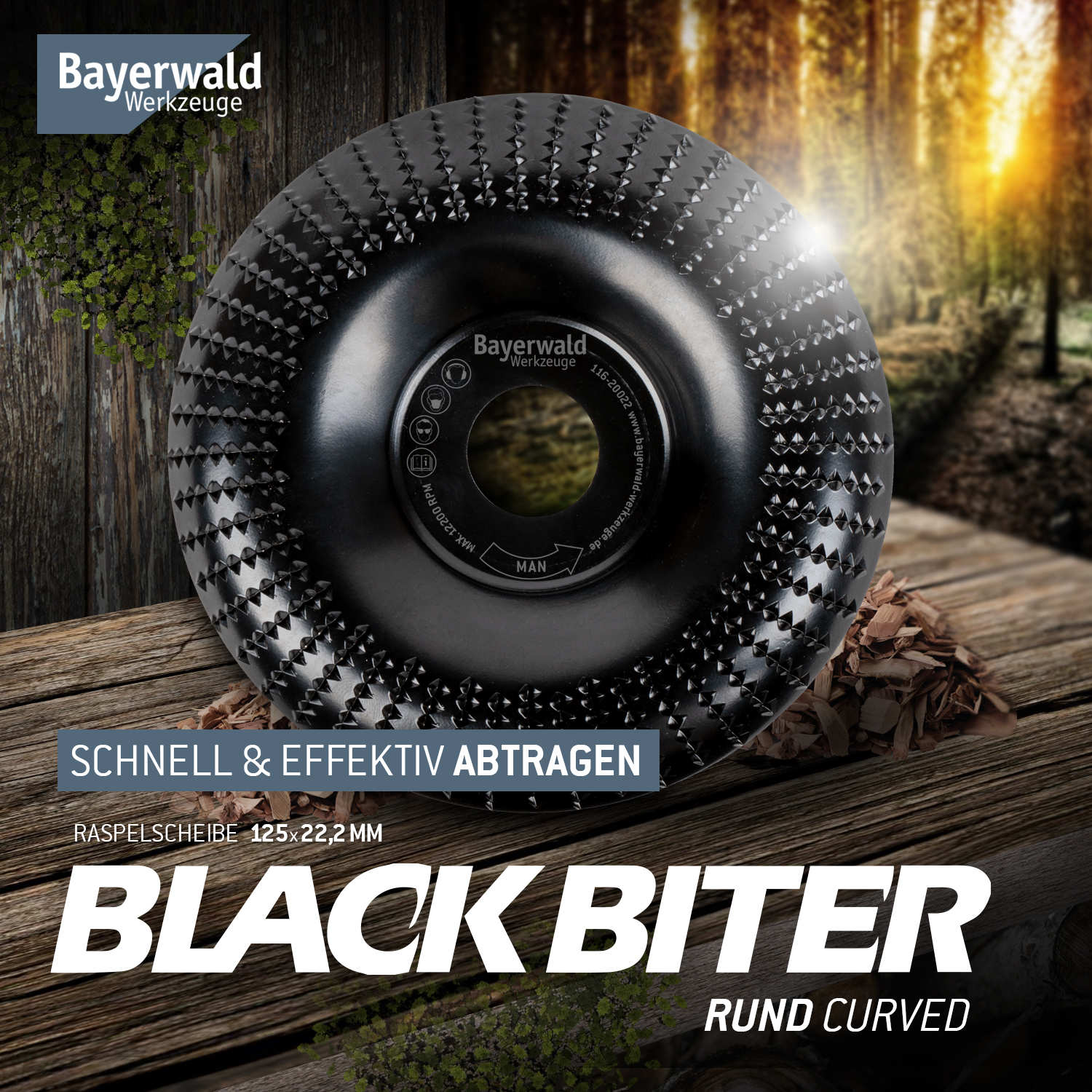 Bayerwald Raspelscheibe Black Biter rund / curved Ø125 mm für Winkelschleifer Bayerwald Raspelscheibe Black Biter rund / curved Ø125 mm für Winkelschleifer
