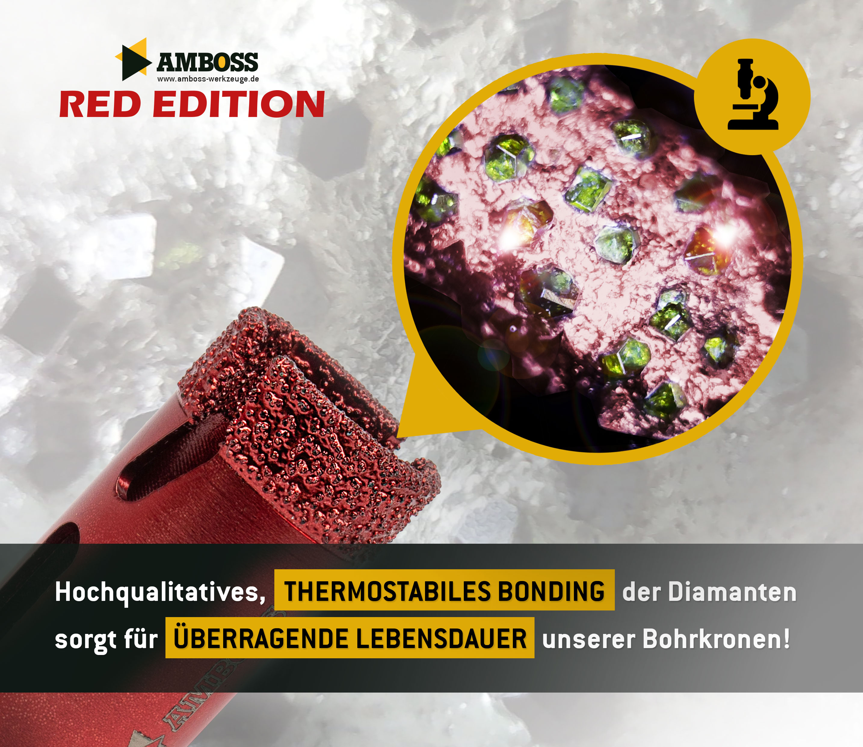 Amboss Red Edition 8 - Diamant Bohrkronen Set Ø 20-68 mm Amboss Red Edition 8 - Diamant Bohrkronen Set Ø 20-68 mm