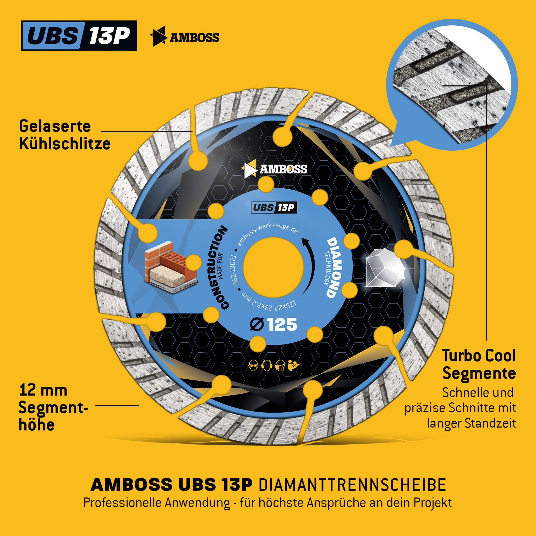 Amboss UBS 13P Diamant Trennscheibe - 125 x 2.2 x 22.2 Amboss UBS 13P Diamant Trennscheibe - 125 x 2.2 x 22.2