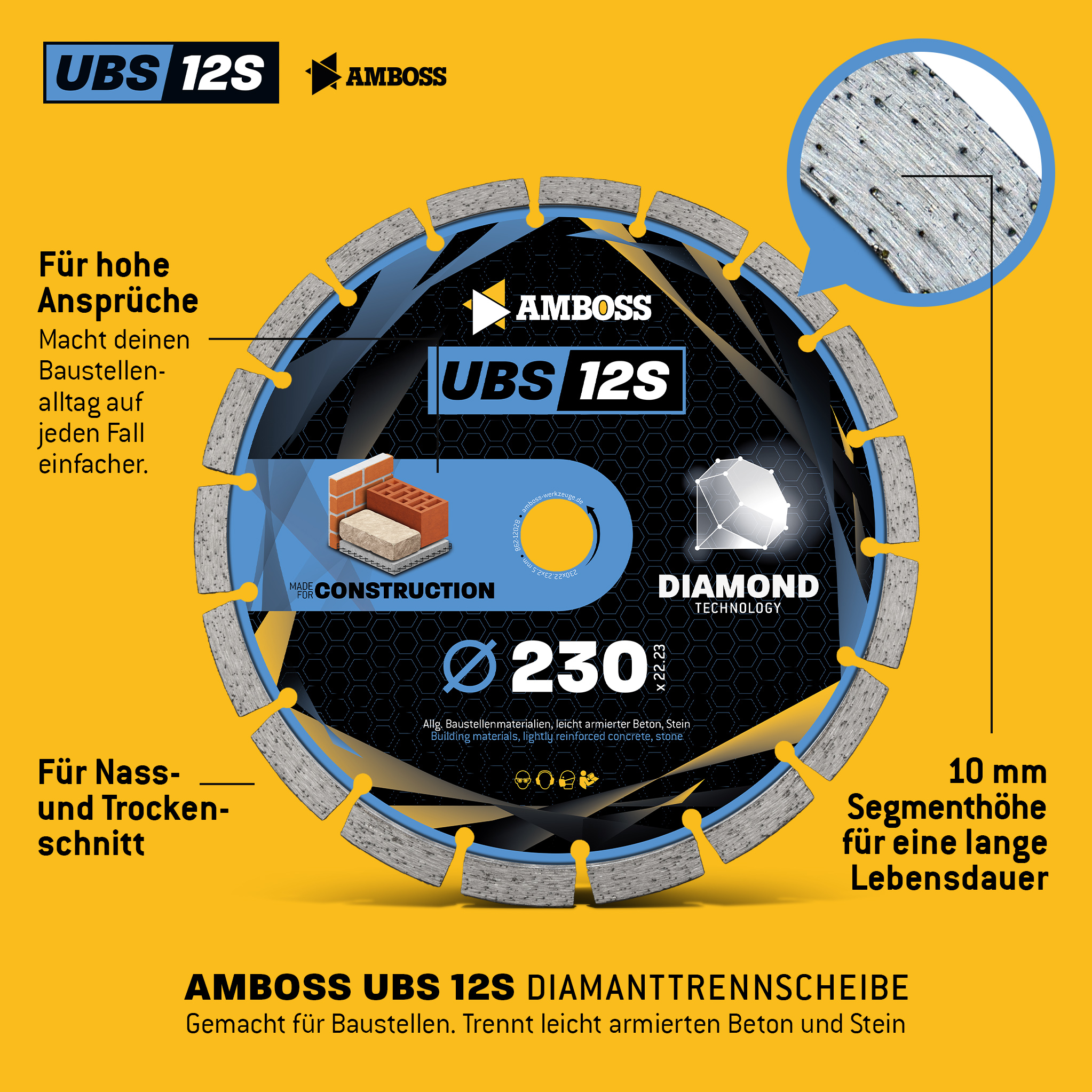Amboss UBS 12S Diamant Trennscheibe - 230 x 2.5 x 22.2 Amboss UBS 12S Diamant Trennscheibe - 230 x 2.5 x 22.2