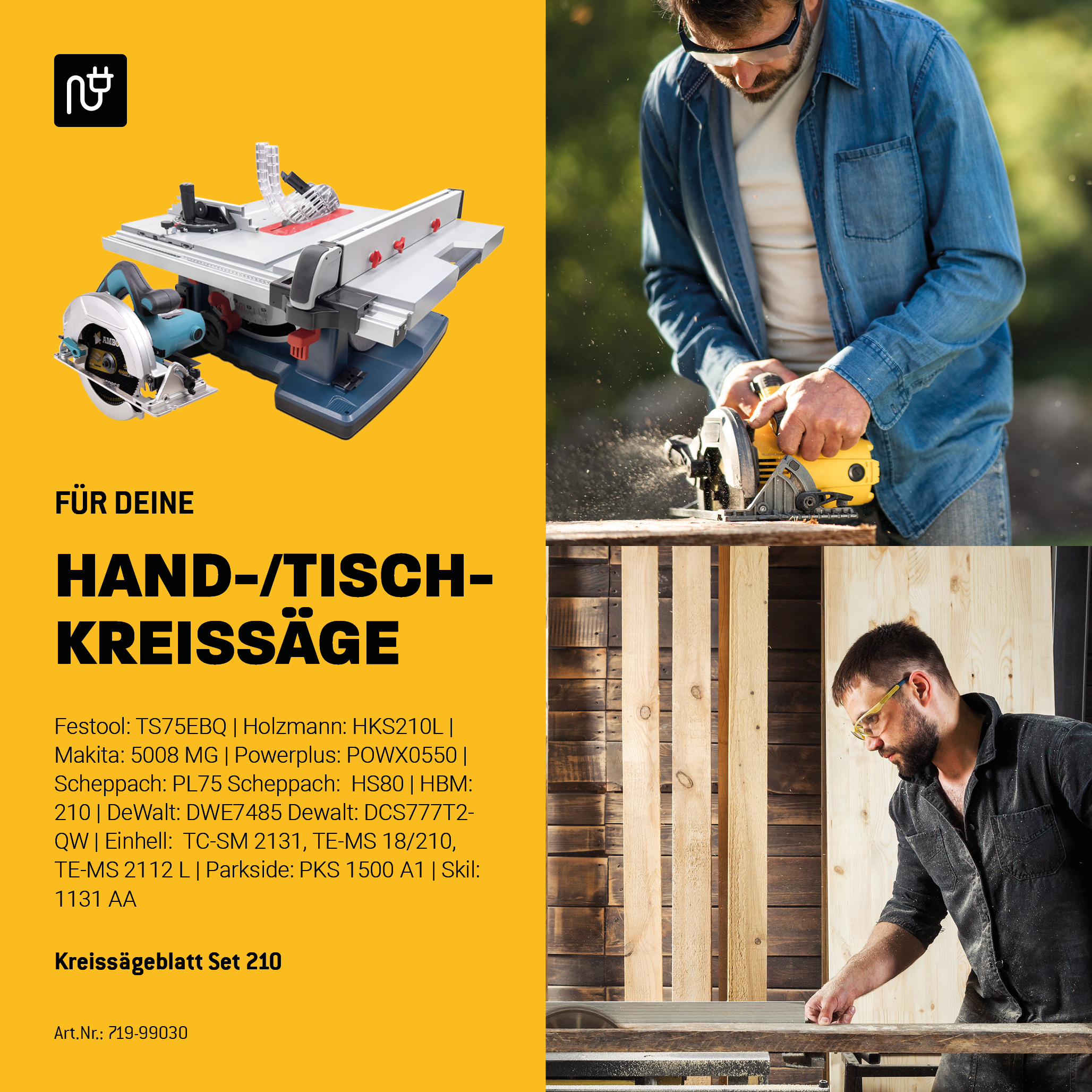 Ø210 Hand- Kreissägeblatt Set passend für Makita 5008 MG, Festool TS75EBQ Ø210 Hand- Kreissägeblatt Set passend für Makita 5008 MG, Festool TS75EBQ