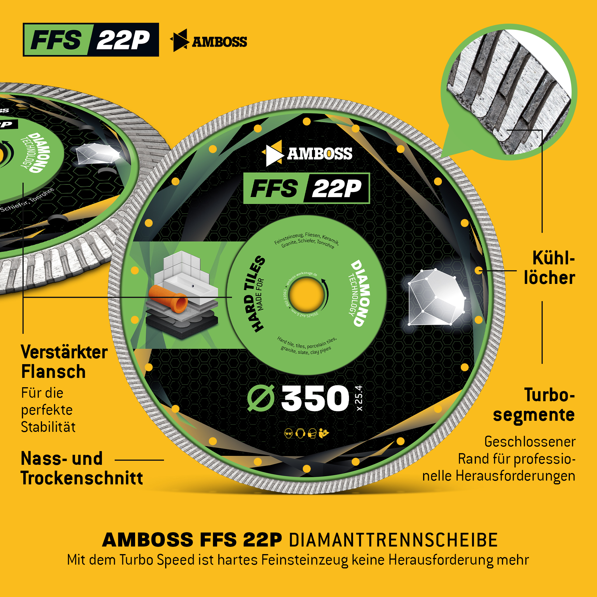 FFS 22P Diamant Trennscheibe 350 x 2.6 x 25.4 FFS 22P Diamant Trennscheibe 350 x 2.6 x 25.4