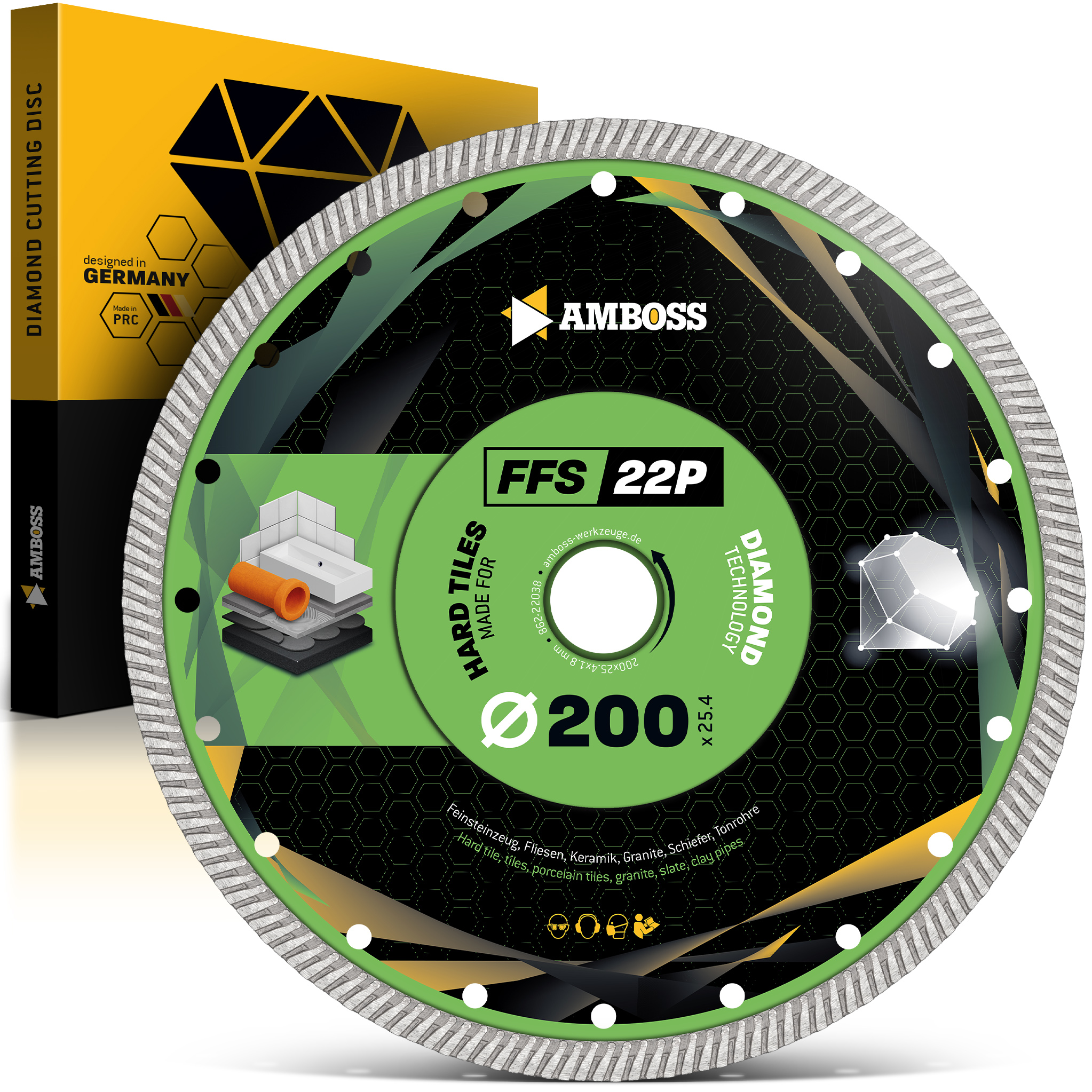 FFS 22P Diamant Trennscheibe 200 x 1.8 x 25.4