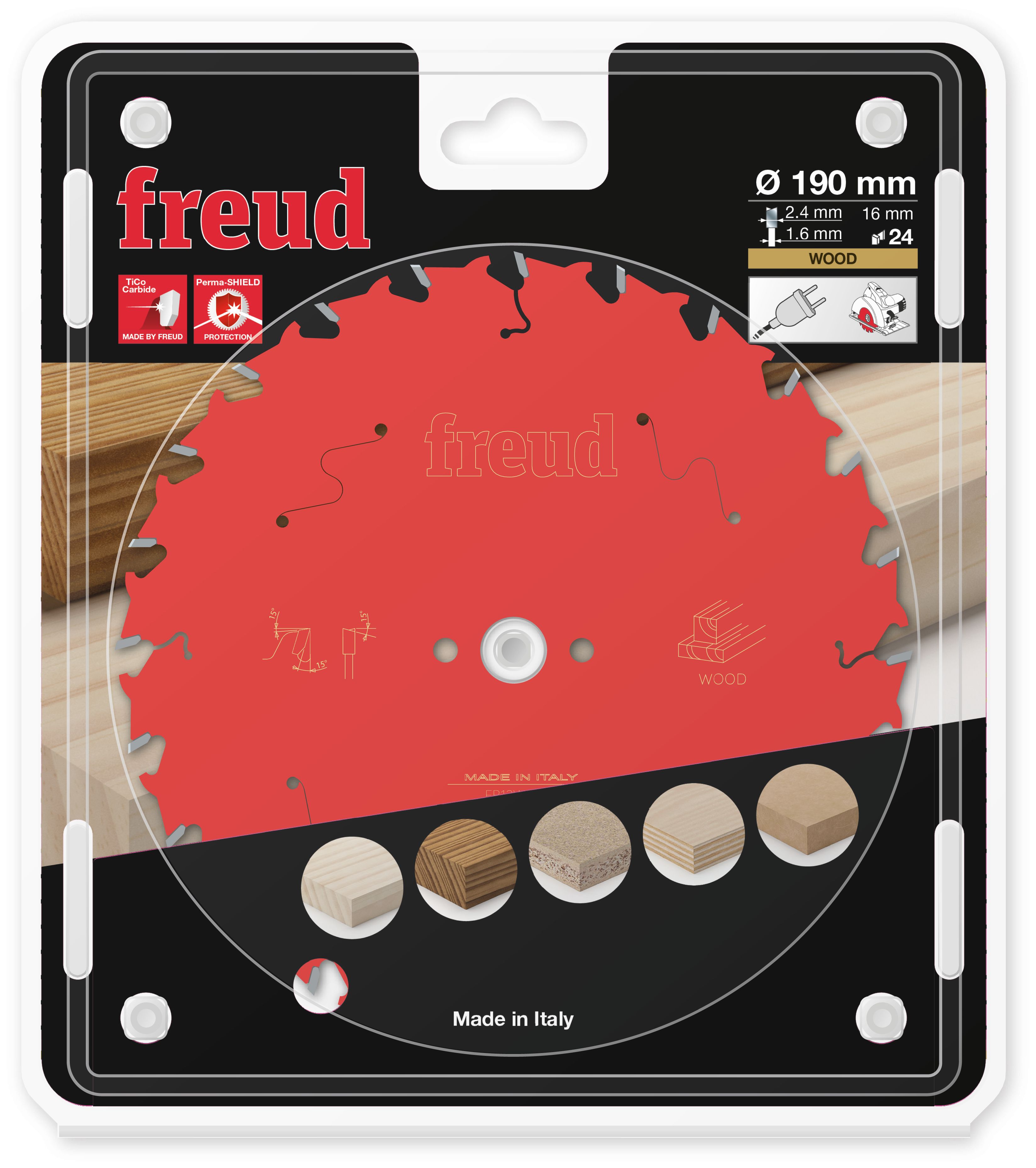 Freud HM Kreissägeblatt für Handkreissägen - 190 x 2.4/1.6 x 16 Z24 WZ