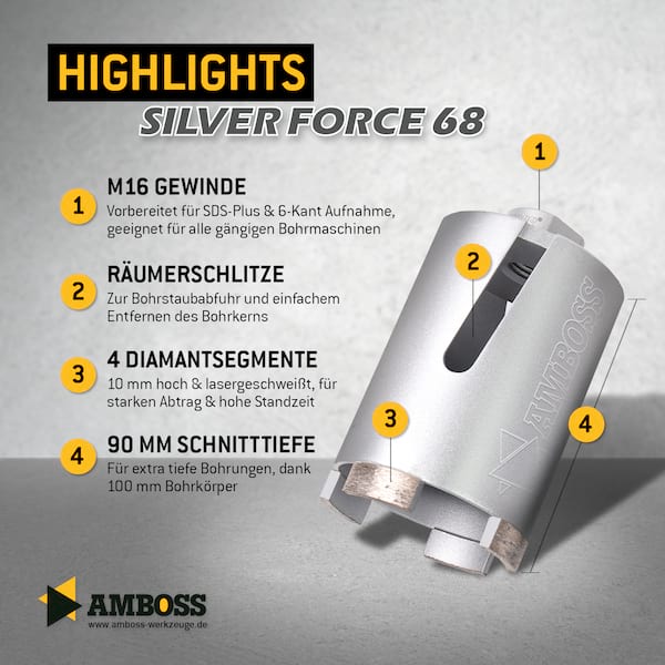 Dosensenker Silver Force - 68 mm - 6-kant StarterSet Dosensenker Silver Force - 68 mm - 6-kant StarterSet