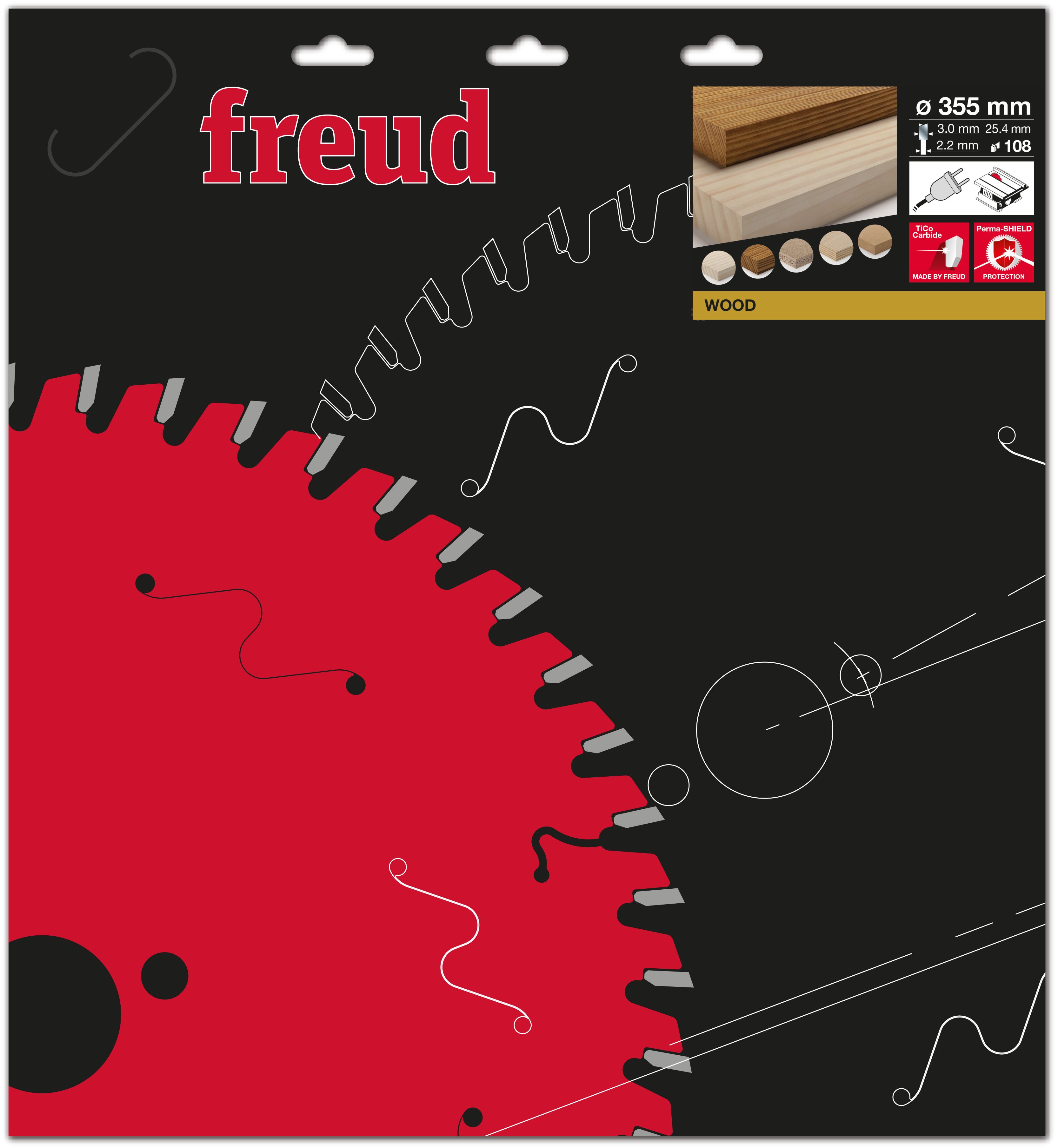 Freud HM-Kreissägeblatt · Ø 355 x 25.4 mm · Z108 · Wechselzahn