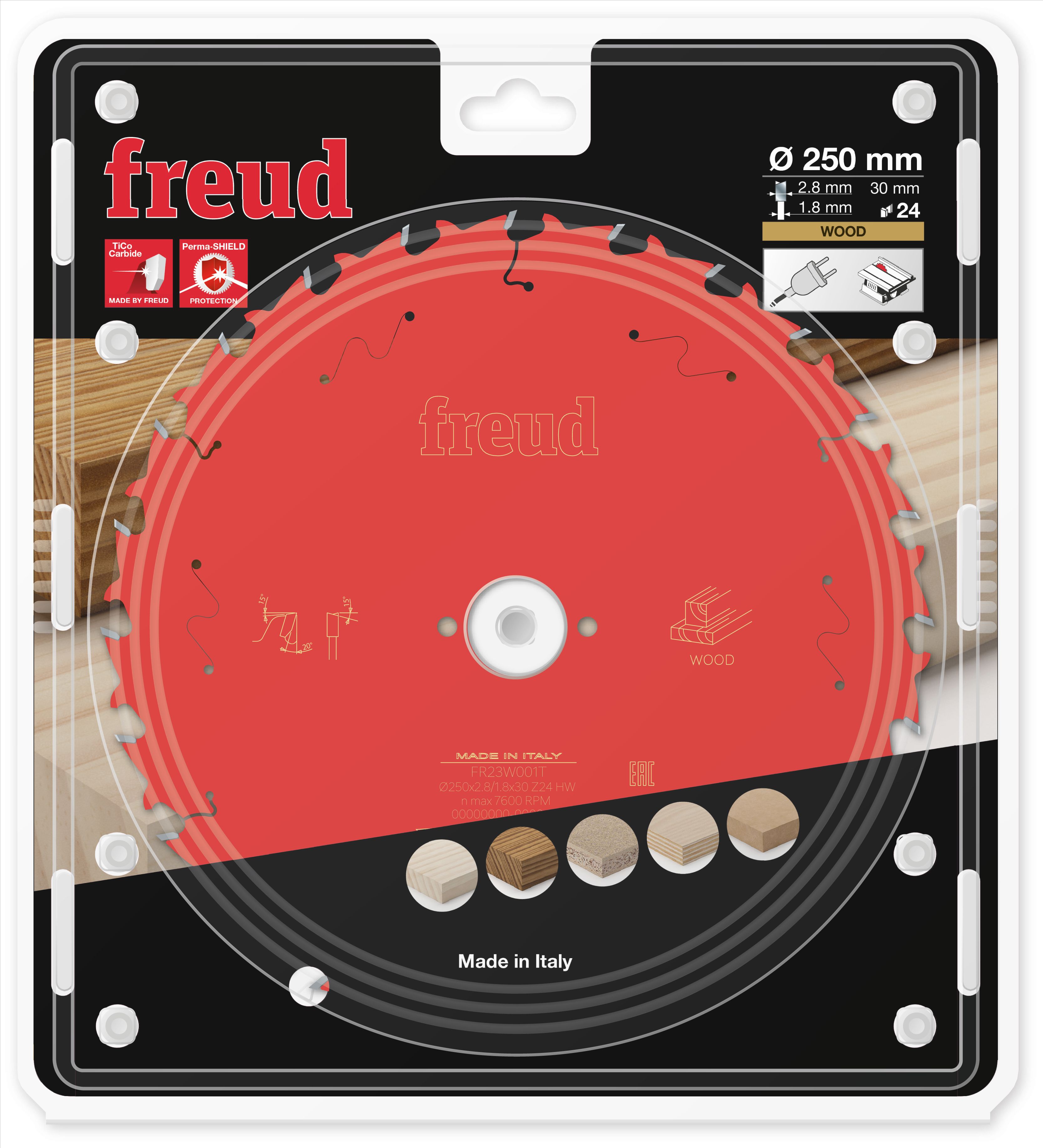 Freud HM Tischkreissägeblatt - 250 x 2.8/1.8 x 30 Z24 WZ