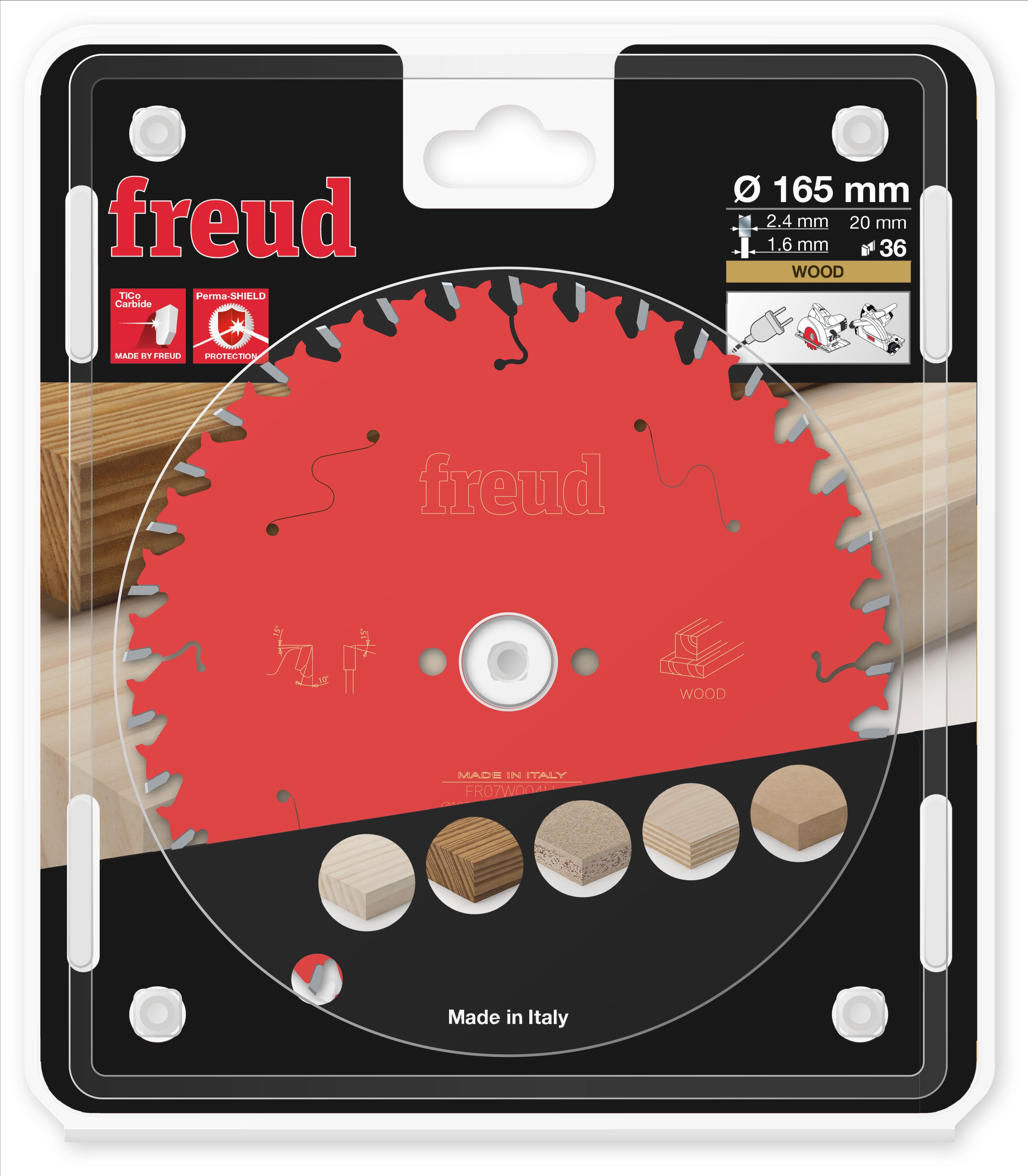 Freud HM Kreissägeblatt für Handkreissägen - 165 x 2.4/1.6 x 20 Z36 WZ