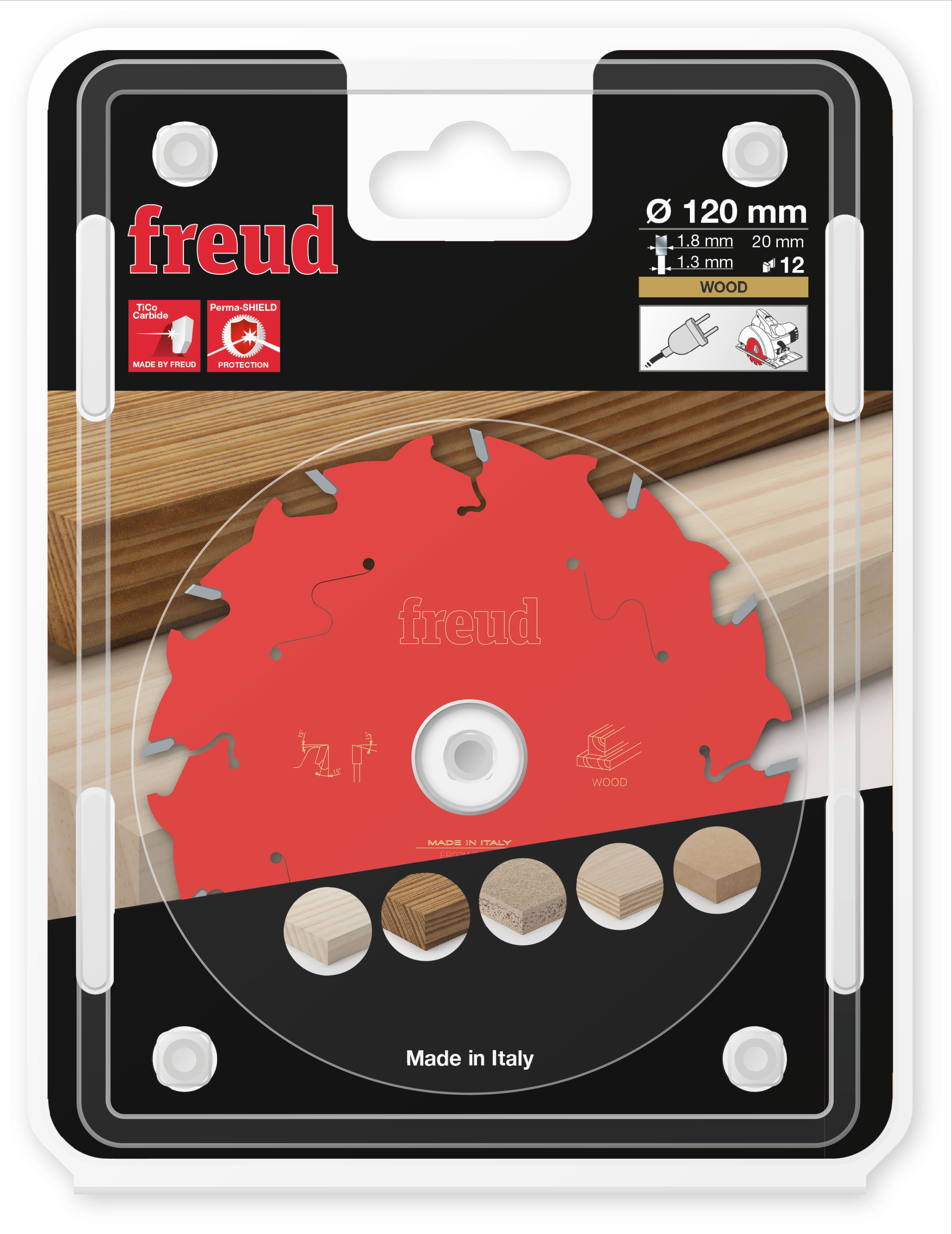 Freud HM Kreissägeblatt für Handkreissägen - 120 x 1.8/1.3 x 20 Z12 WZ