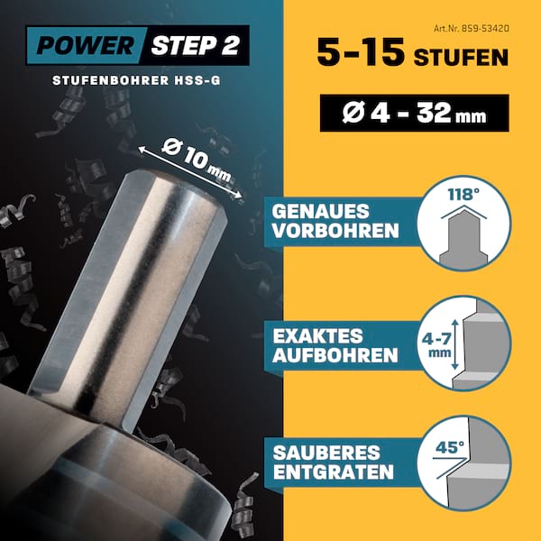 Stufenbohrer Set Ø 4-12 + 4-20 + 4-32 mm / Konusbohrer/ 10 mm Schaft / Profi Metallbohrer Kegelbohrer Set HSS / Amboss PowerStep 2 / Lochbohrer geeignet für Metall, Holz, Kunststoff Stufenbohrer Set Ø 4-12 + 4-20 + 4-32 mm / Konusbohrer/ 10 mm Schaft / Profi Metallbohrer Kegelbohrer Set HSS / Amboss PowerStep 2 / Lochbohrer geeignet für Metall, Holz, Kunststoff