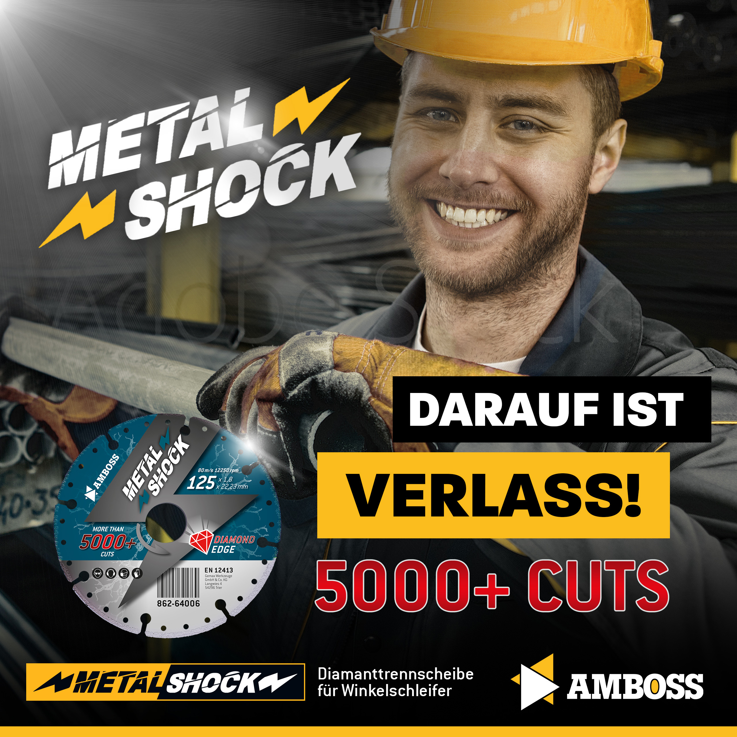 Amboss Metal Shock 5000+ - Diamant Trennscheibe 125 x 1,8 x 22,23 mm Amboss Metal Shock 5000+ - Diamant Trennscheibe 125 x 1,8 x 22,23 mm