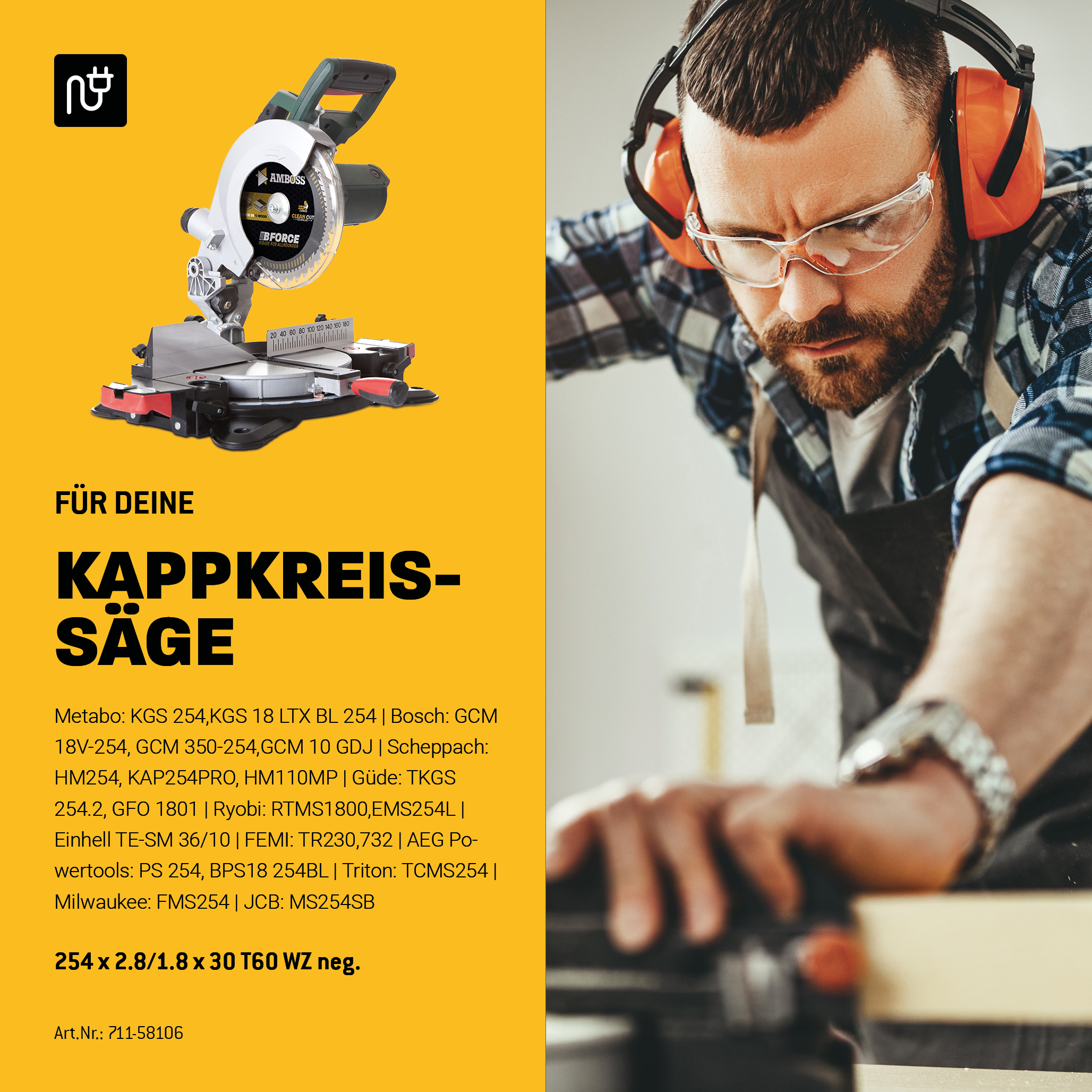 HM Kreissägeblatt - 254 x 2.8/1.8 x 30 Z60 WZ neg. HM Kreissägeblatt - 254 x 2.8/1.8 x 30 Z60 WZ neg.