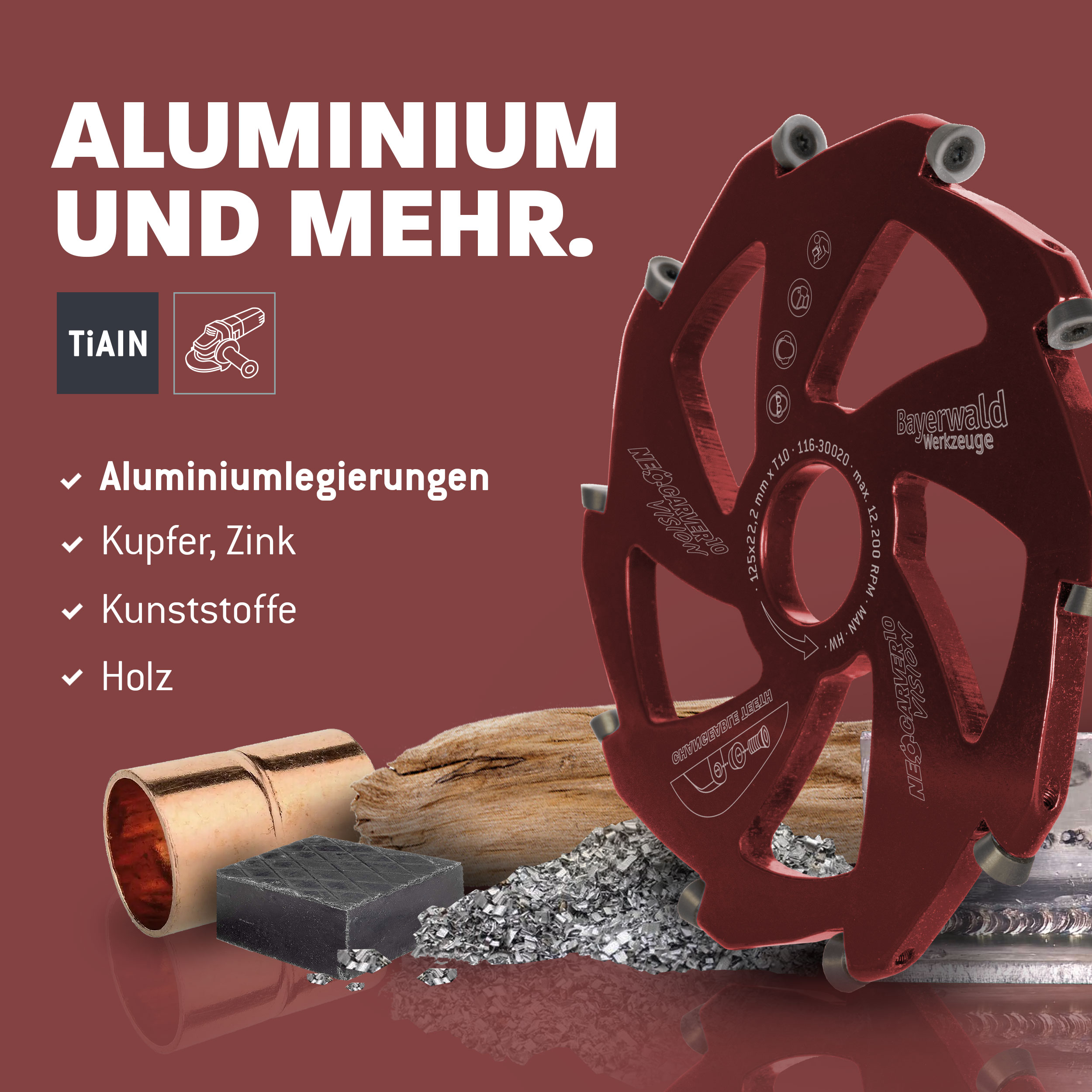 Bayerwald NeoCarver Ø 125 x 22.2 mm Z 10 - geeignet für Aluminium Bayerwald NeoCarver Ø 125 x 22.2 mm Z 10 - geeignet für Aluminium