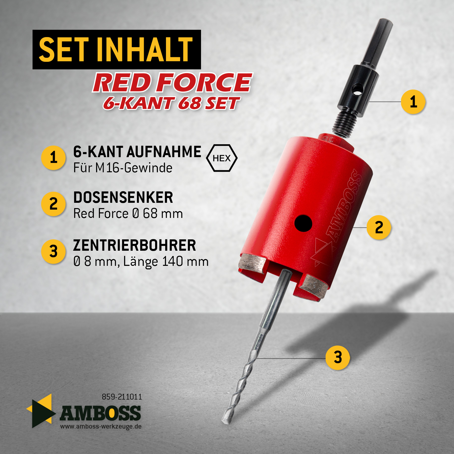 Dosensenker Red Force - 68 mm - 6-kant StarterSet Dosensenker Red Force - 68 mm - 6-kant StarterSet