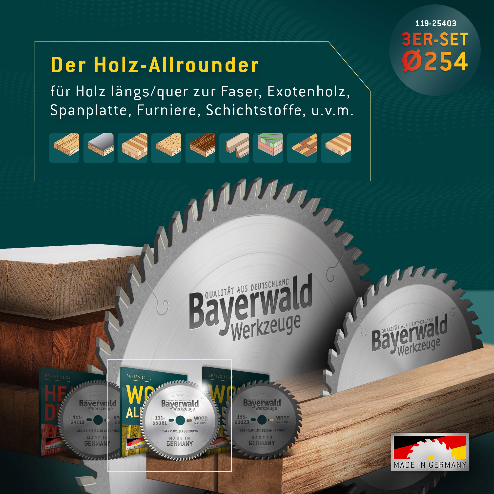 Kreissägeblatt Set 254 kompatibel mit Bosch GTS -PTS 10 - Feinschnitt Spezial Kreissägeblatt Set 254 kompatibel mit Bosch GTS -PTS 10 - Feinschnitt Spezial