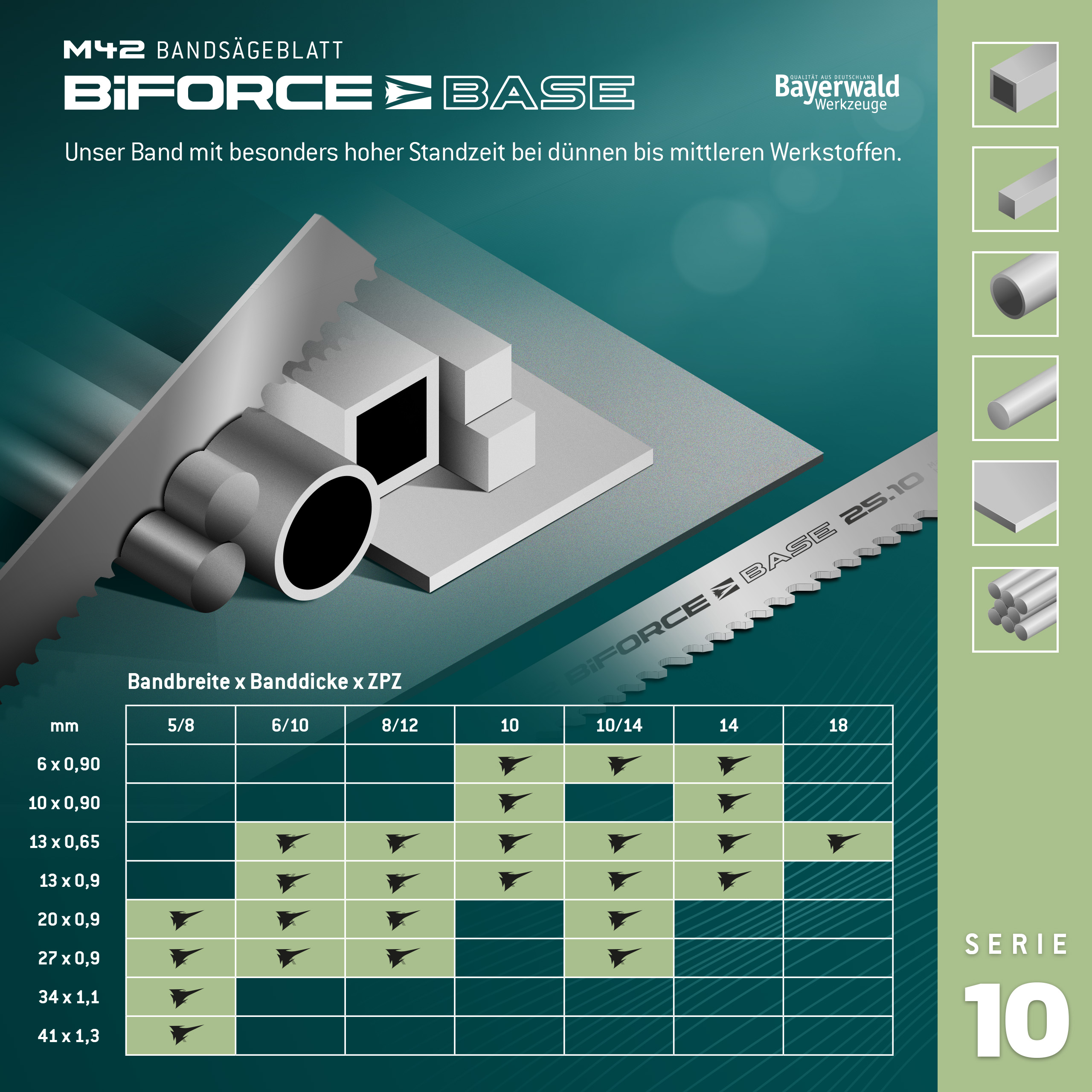 Bayerwald M42 Bandsägeblatt BiFORCE BASE 1735 x 13 x 0.65 x 10|14 ZpZ Bayerwald M42 Bandsägeblatt BiFORCE BASE 1735 x 13 x 0.65 x 10|14 ZpZ
