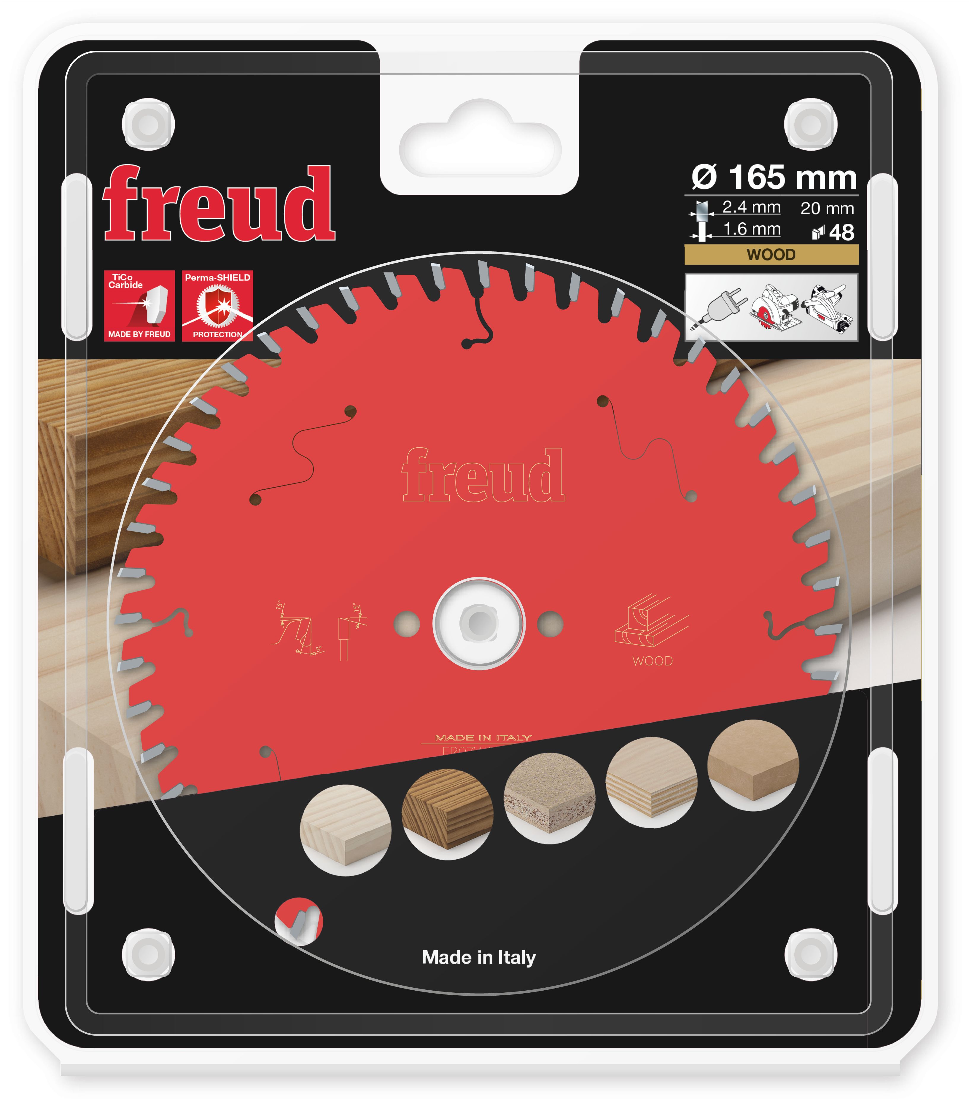 Freud HM Kreissägeblatt für Handkreissägen - 165 x 2.4/1.6 x 20 Z48 WZ