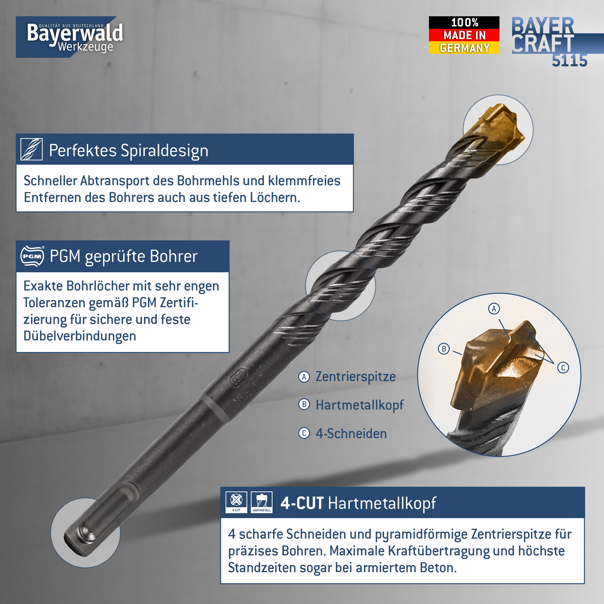 1x Hammerbohrer SDS Plus Schaft - Ø:5.5 mm - GL: 110 mm 1x Hammerbohrer SDS Plus Schaft - Ø:5.5 mm - GL: 110 mm