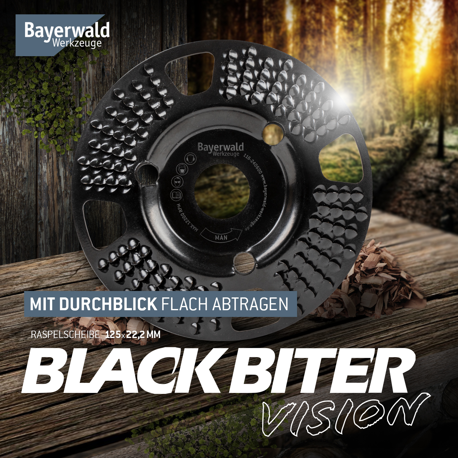 Bayerwald Raspelscheibe Black Biter Vision Ø125 mm für Winkelschleifer Bayerwald Raspelscheibe Black Biter Vision Ø125 mm für Winkelschleifer