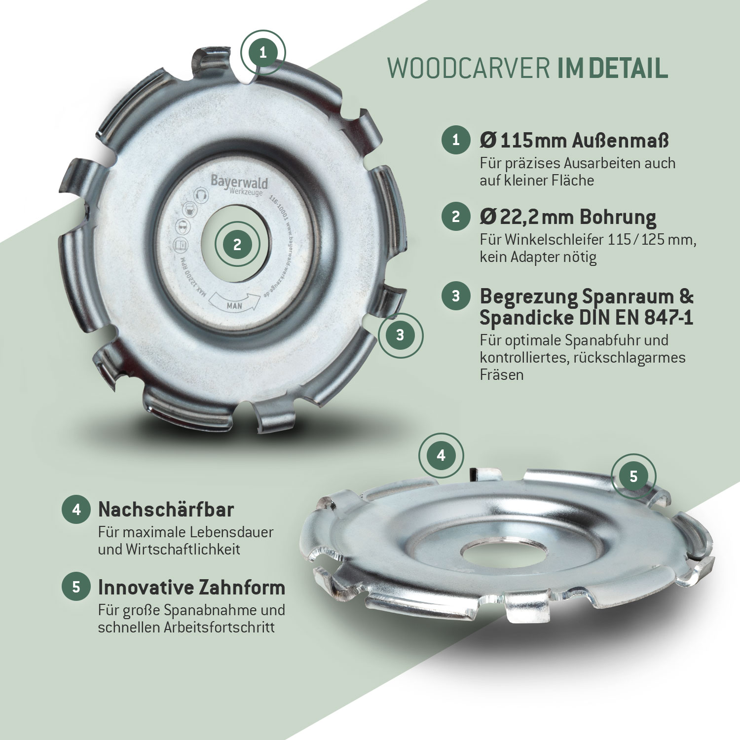 Bayerwald Woodcarver Ø115 mm / 22,2 mm Bohrung Bayerwald Woodcarver Ø115 mm / 22,2 mm Bohrung