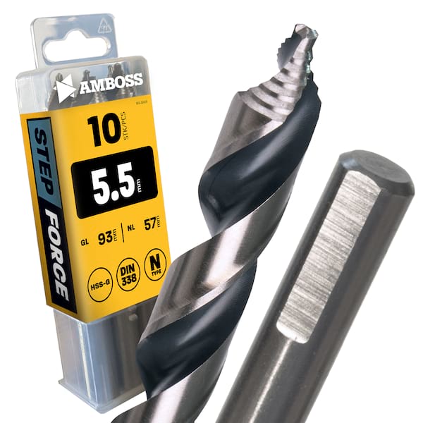 10 x HSS G STEP Force Metallbohrer DIN 338 - Ø:5.5 mm 10 x HSS G STEP Force Metallbohrer DIN 338 - Ø:5.5 mm