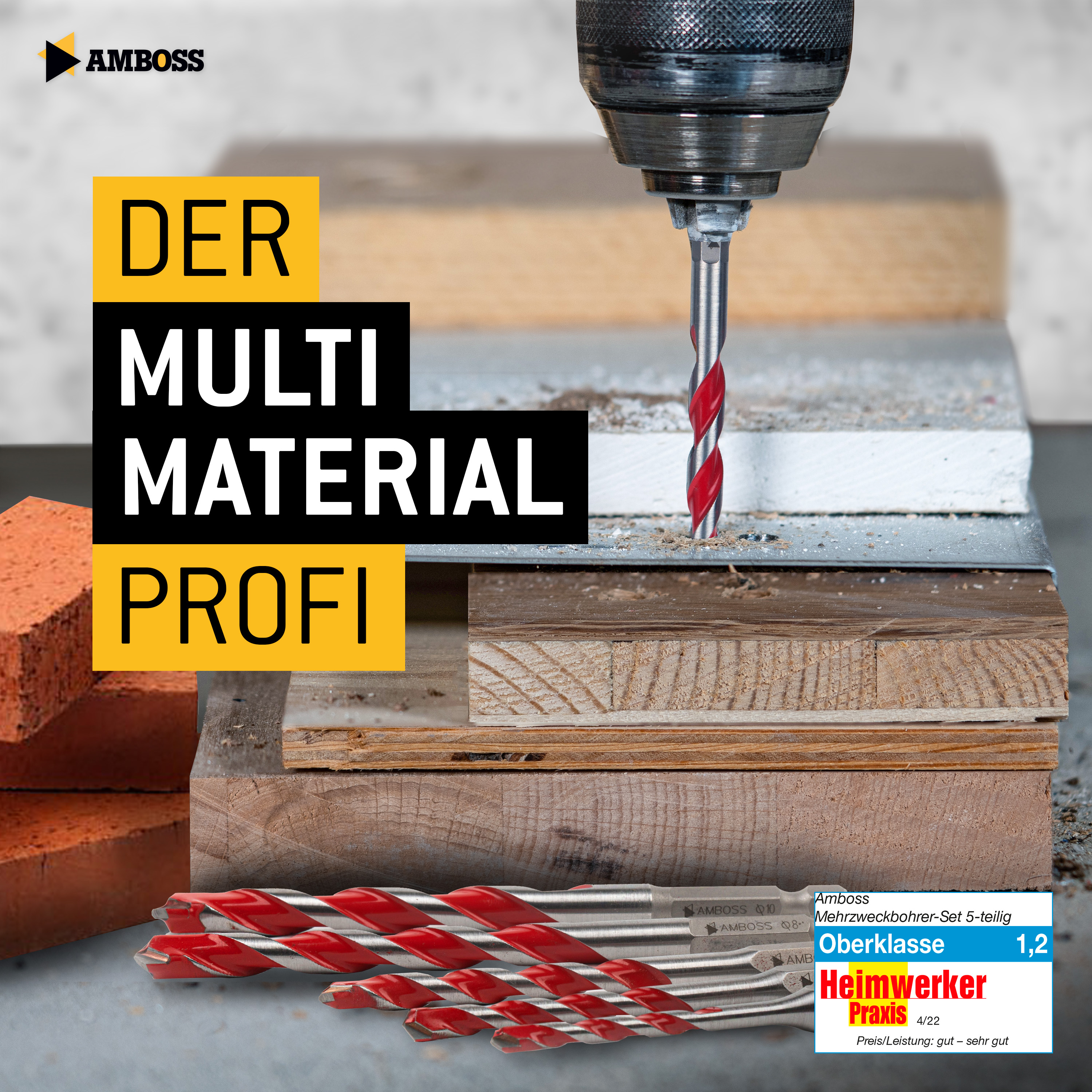 Amboss Mehrzweck Bohrer Satz 7-tlg. Ø 4.0-12.0 mm Amboss Mehrzweck Bohrer Satz 7-tlg. Ø 4.0-12.0 mm