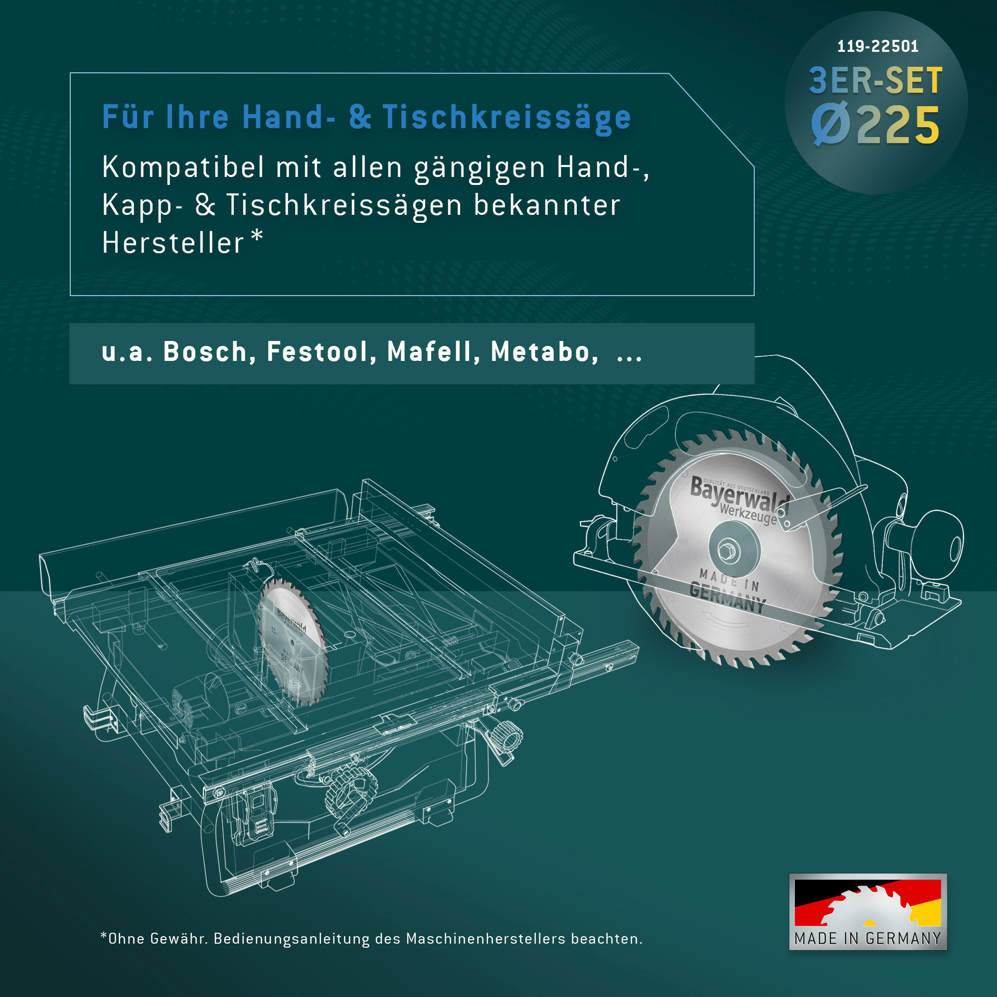 NE-METALL & HOLZ Ø225 Hand-Kreissägeblatt Set NE-METALL & HOLZ Ø225 Hand-Kreissägeblatt Set