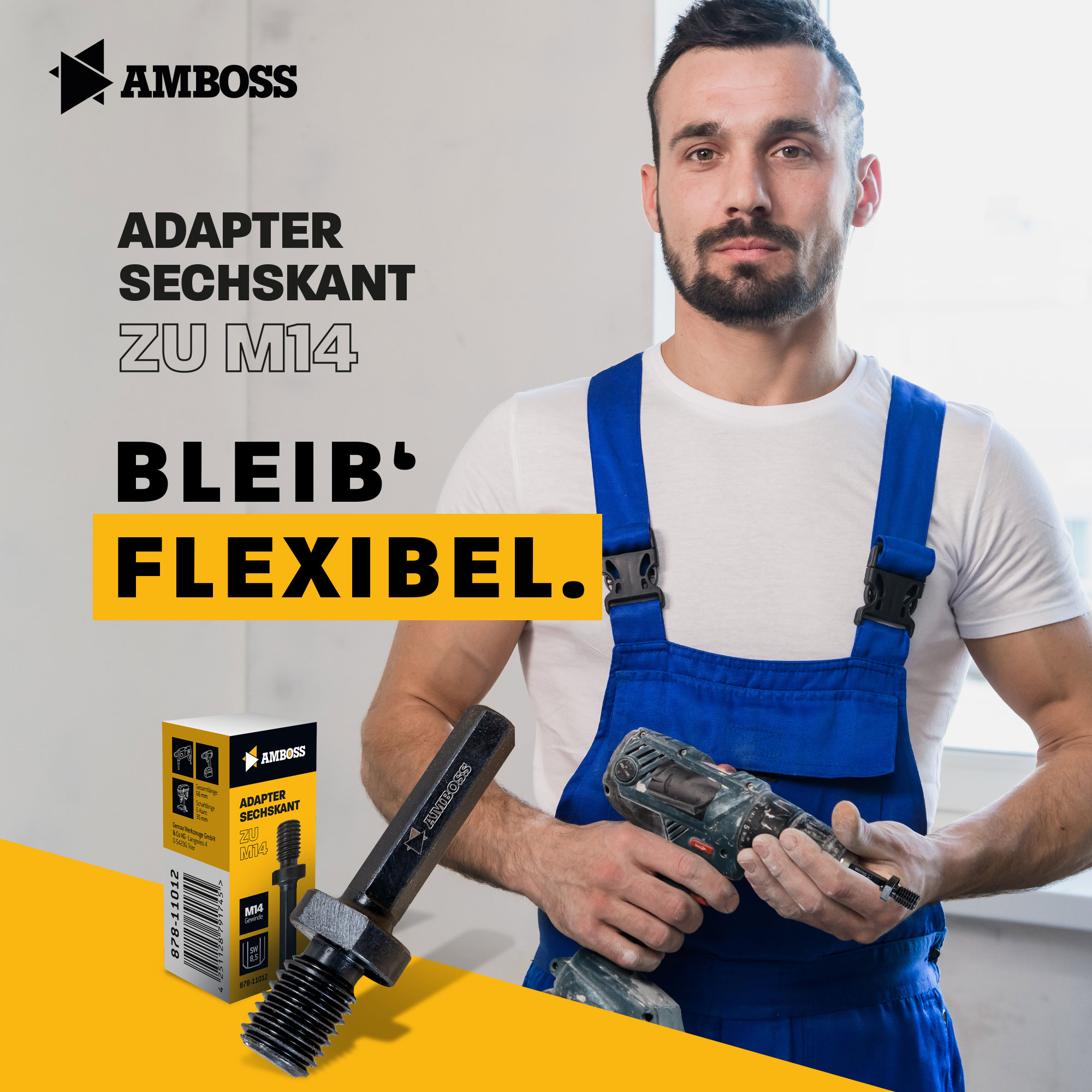 Amboss Werkzeuge Adapter 6kant auf M14 Gewinde / Winkelschleifer Bohrkronen, Stützteller, Drahtbürsten mit Bohrmaschine einsetzen / Diamant Fliesenbohrer auf Sechskant