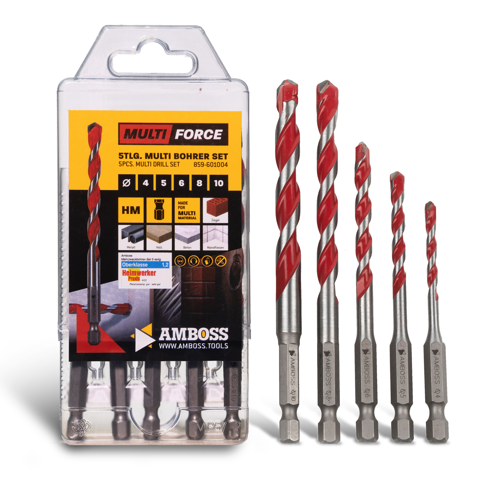 Amboss Mehrzweck Bohrer Set Multifunktionsbohrer Multibohrer 5teilig Ø 4,5,6,8,10 mm | für Holz, Bleche, Gipskarton, (Edel-) Stahl, Mauerwerk uvm. | für Bohrmaschinen/Akkuschrauber Amboss Mehrzweck Bohrer Set Multifunktionsbohrer Multibohrer 5teilig Ø 4,5,6,8,10 mm | für Holz, Bleche, Gipskarton, (Edel-) Stahl, Mauerwerk uvm. | für Bohrmaschinen/Akkuschrauber