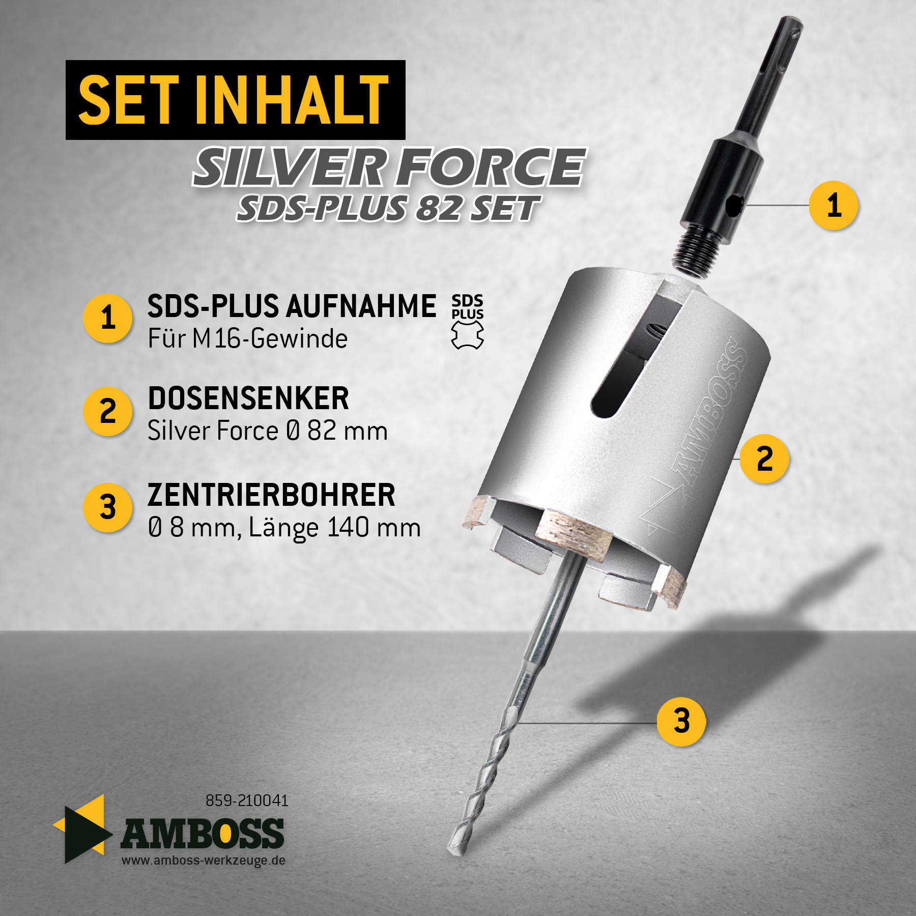 Dosensenker Silver Force - 82 mm - SDS-Plus StarterSet Dosensenker Silver Force - 82 mm - SDS-Plus StarterSet