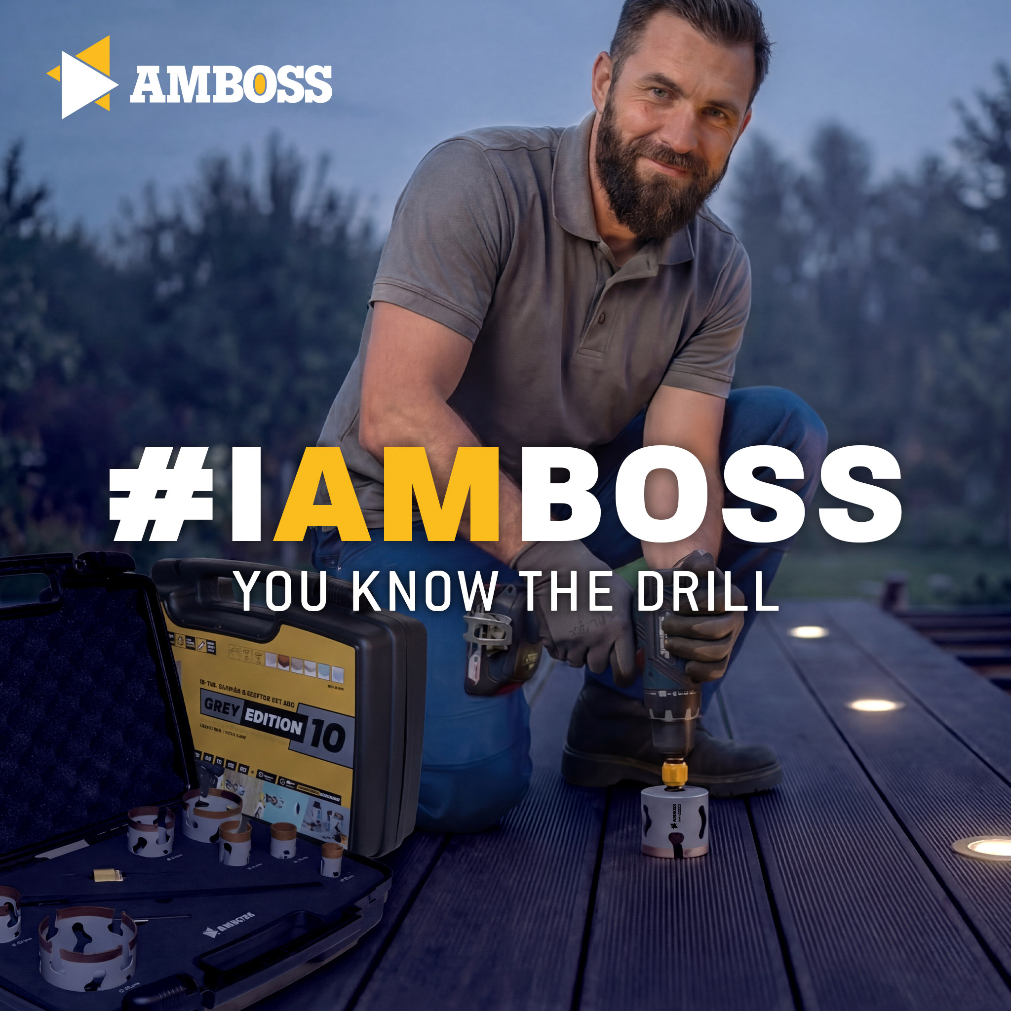 AMBOSS HM Grey Edition Rapid Change Lochsägen Set 20-83mm + Schnellwechselaufnahme + Verlängerung