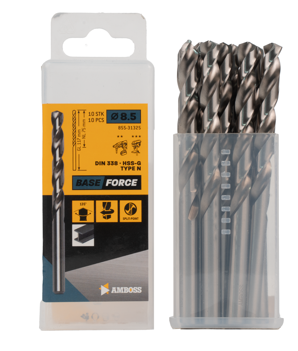 Amboss Base Force HSS Spiralbohrer geschliffen DIN 338 blank 135° Spitze Amboss Base Force HSS Spiralbohrer geschliffen DIN 338 blank 135° Spitze