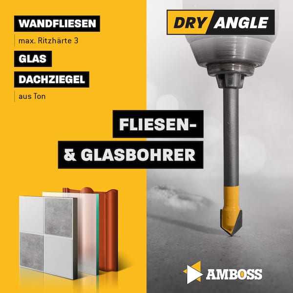 Amboss Dry Angle HM Fliesen- und Glasbohrer - Ø 10 mm - GL: 96 mm Amboss Dry Angle HM Fliesen- und Glasbohrer - Ø 10 mm - GL: 96 mm