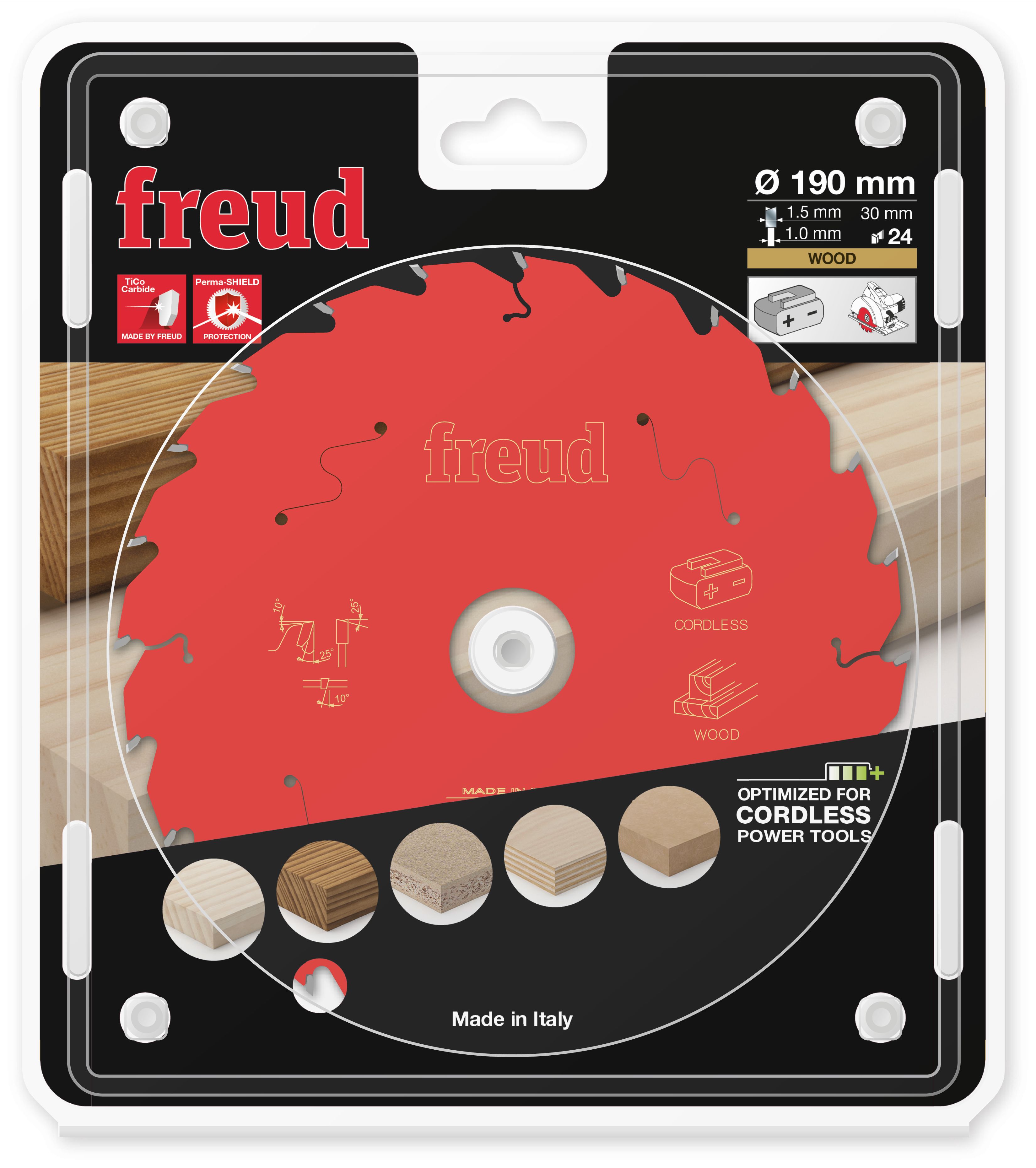 Freud HM-Kreissägeblatt · Ø 190 x 30 mm · Z24 · Wechselzahn