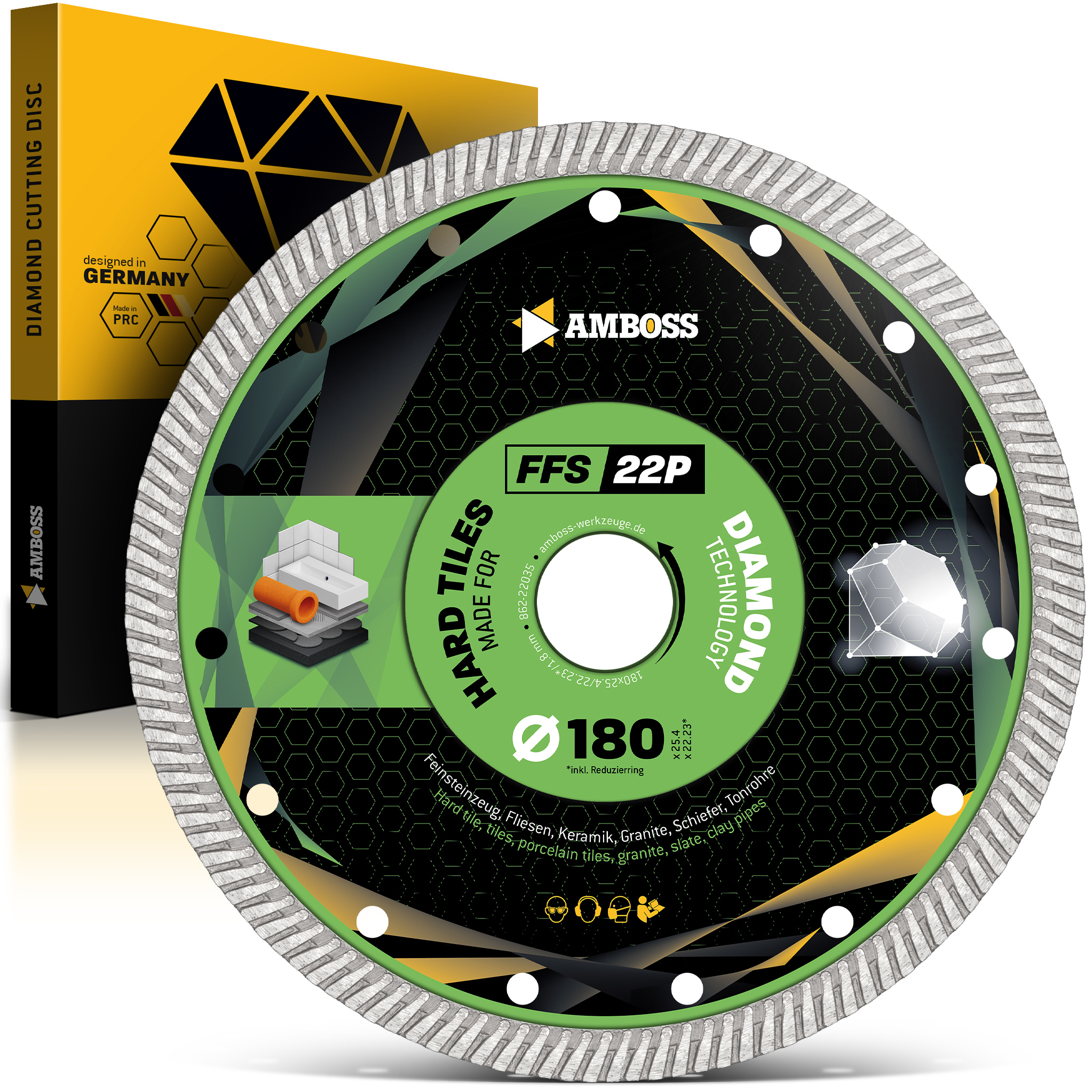 FFS 22P Diamant Trennscheibe 180 x 1.8 x 25.4/22.2