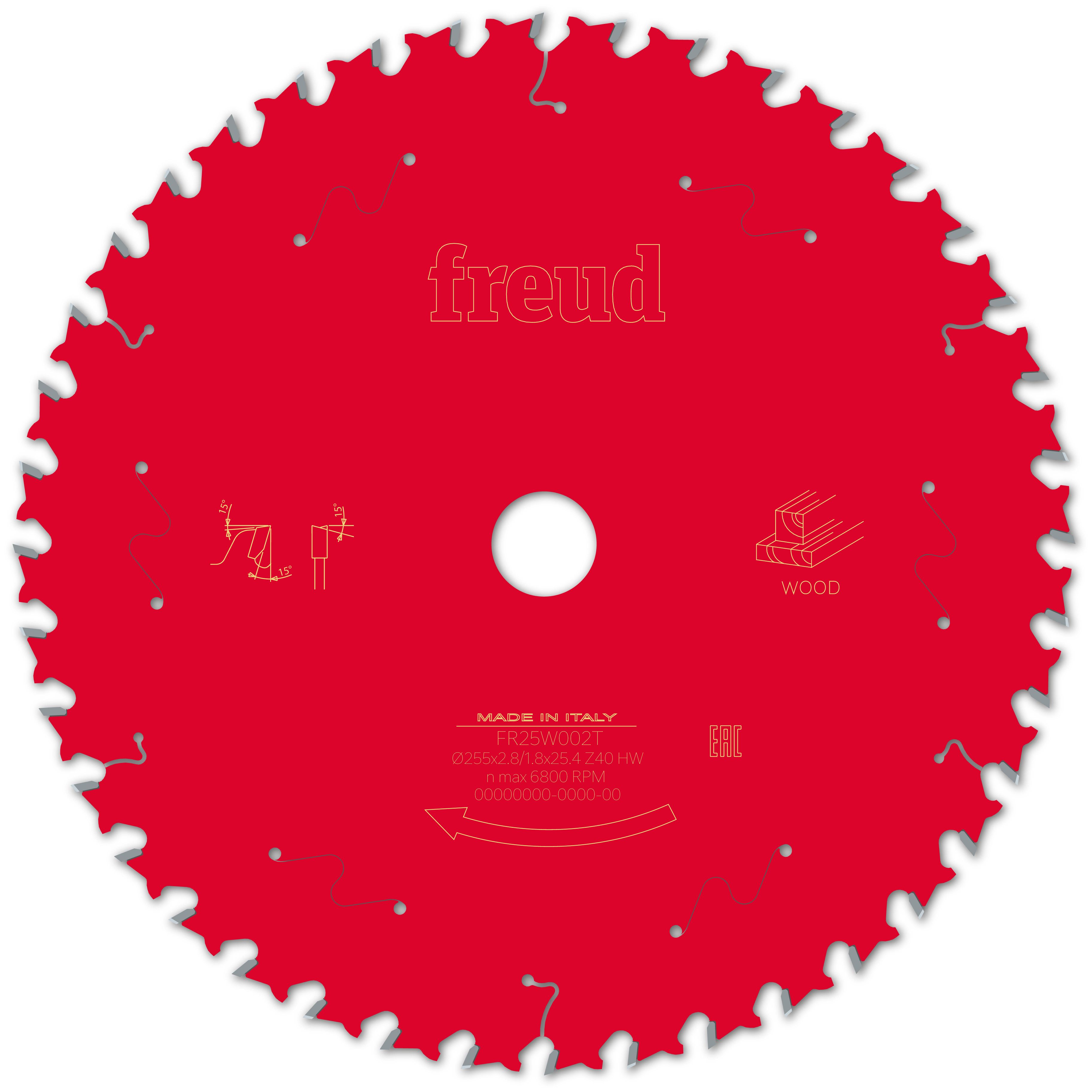 Freud HM Tischkreissägeblatt - 255 x 2.8/1.8 x 25.4 Z40 WZ Freud HM Tischkreissägeblatt - 255 x 2.8/1.8 x 25.4 Z40 WZ